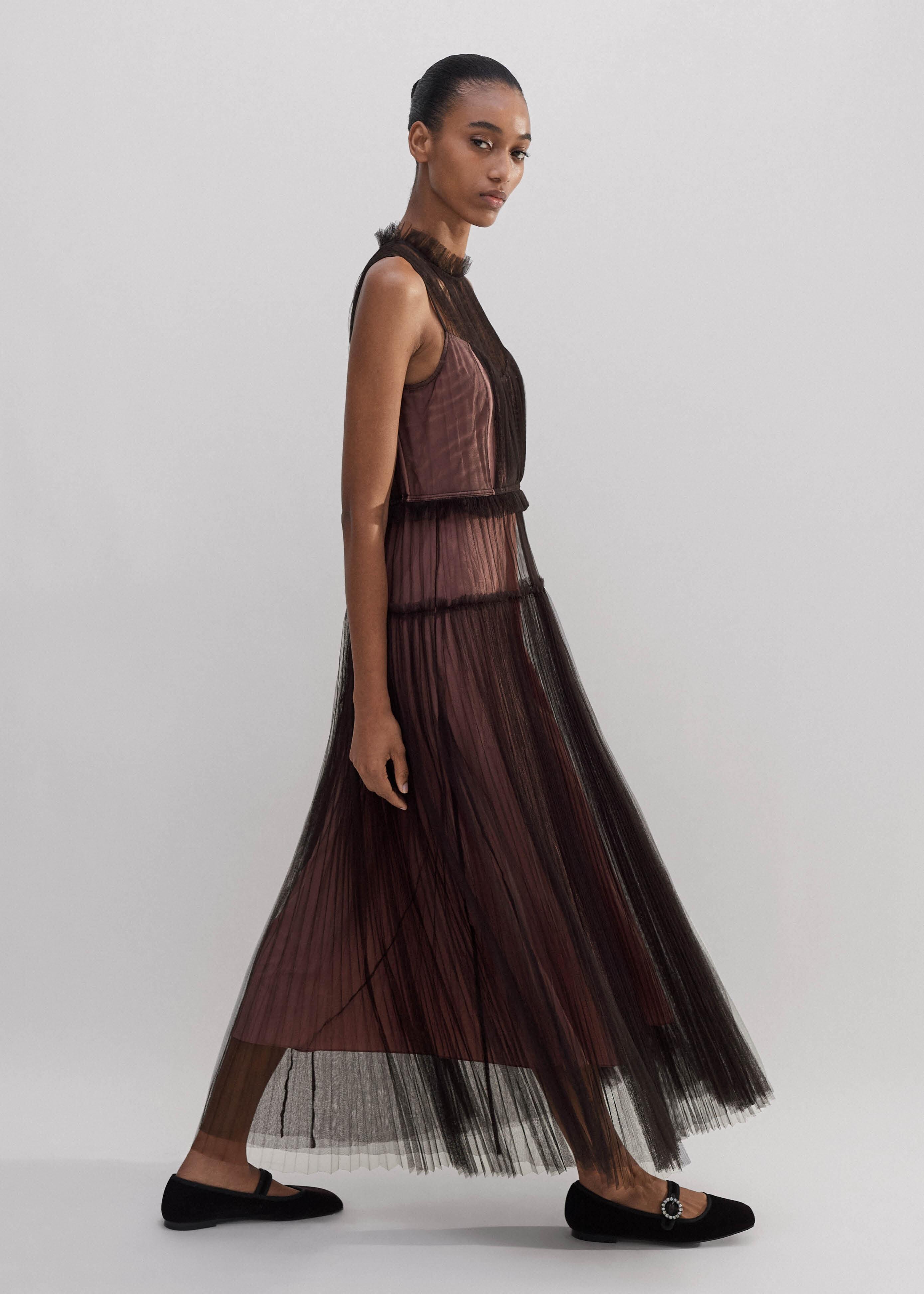 ME+EM Sheer Tulle Maxi Dress With Tie | Lyst