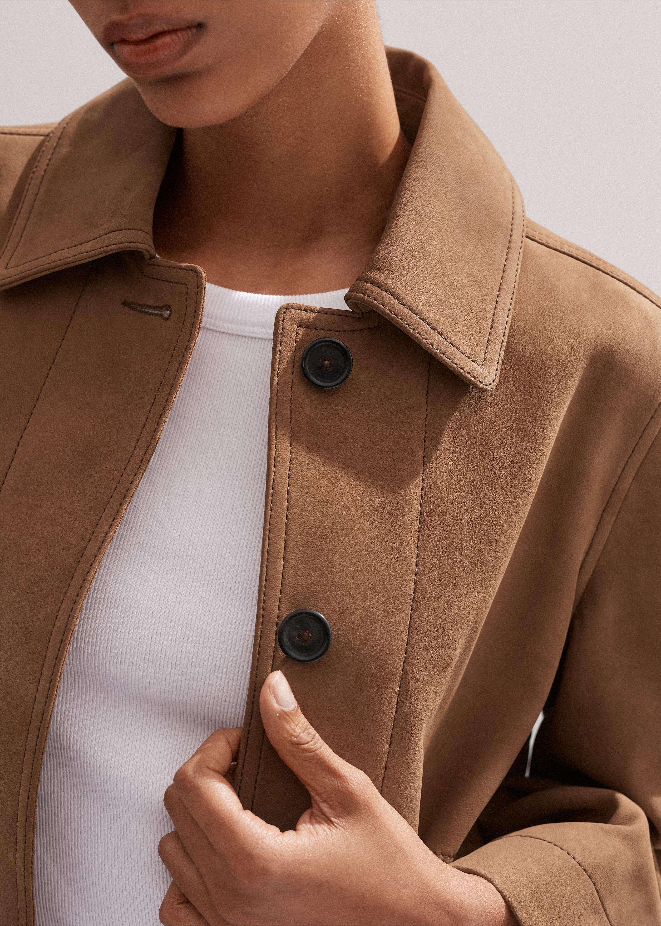 ME+EM Leather Wide Sleeve Swing Jacket in Brown Lyst UK