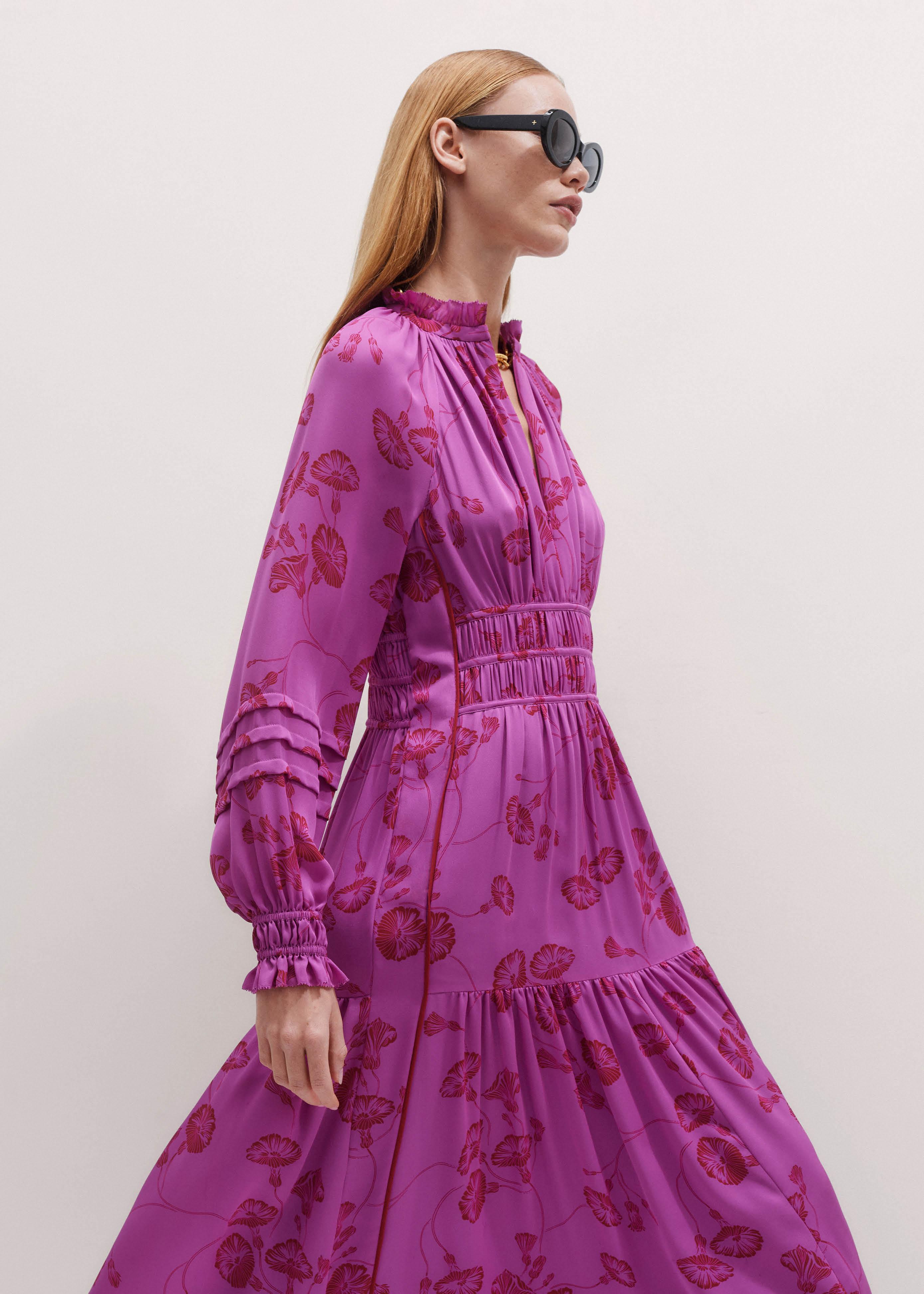 purple taffeta dress Elegant Purple Satin Gown With High Slit, A-Line Floor-Length Evening –  Bridal Glee main image 0