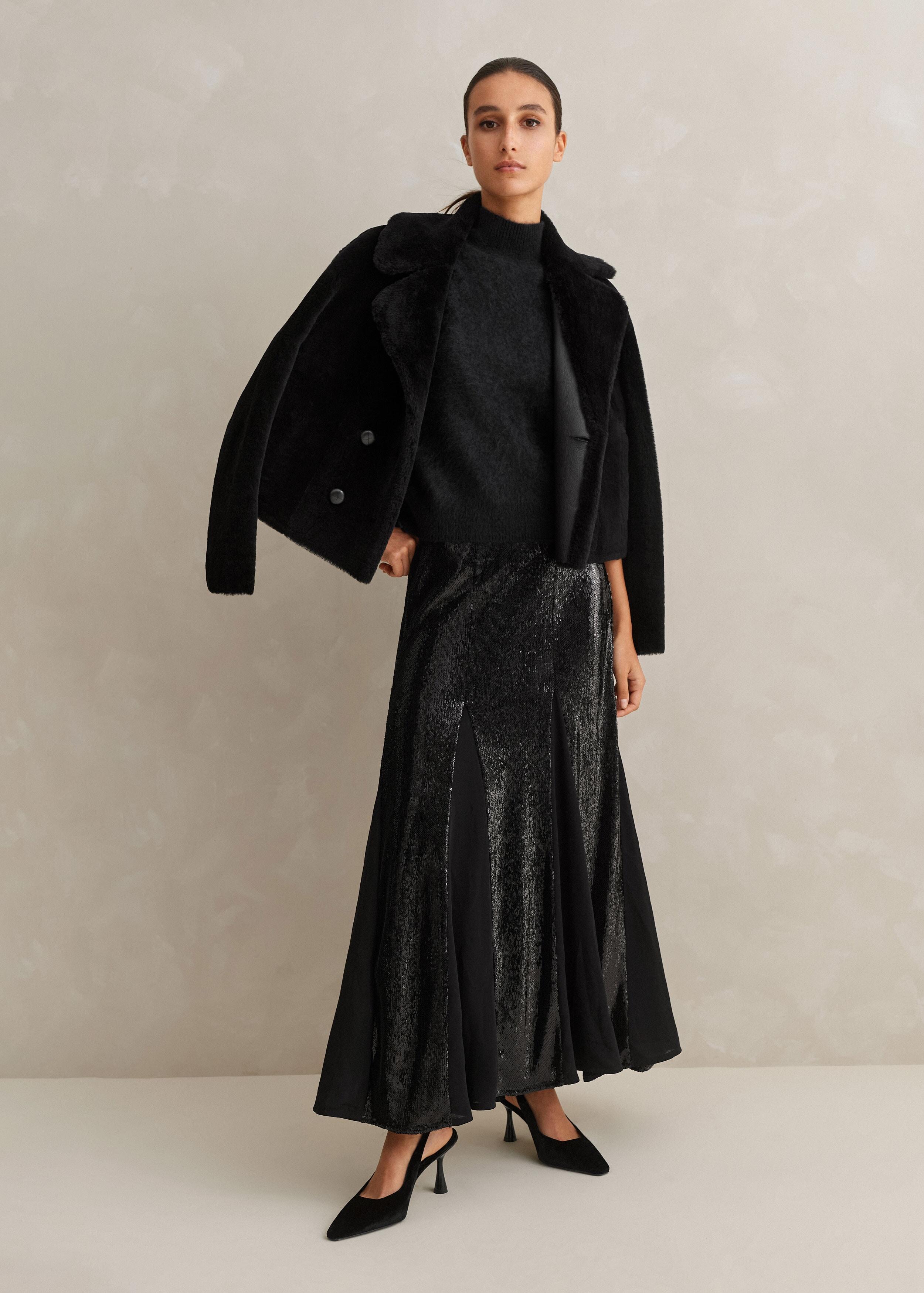 Black Sequin Skirt Maxi Skirt Dress Up ME+EM Sequin Georgette