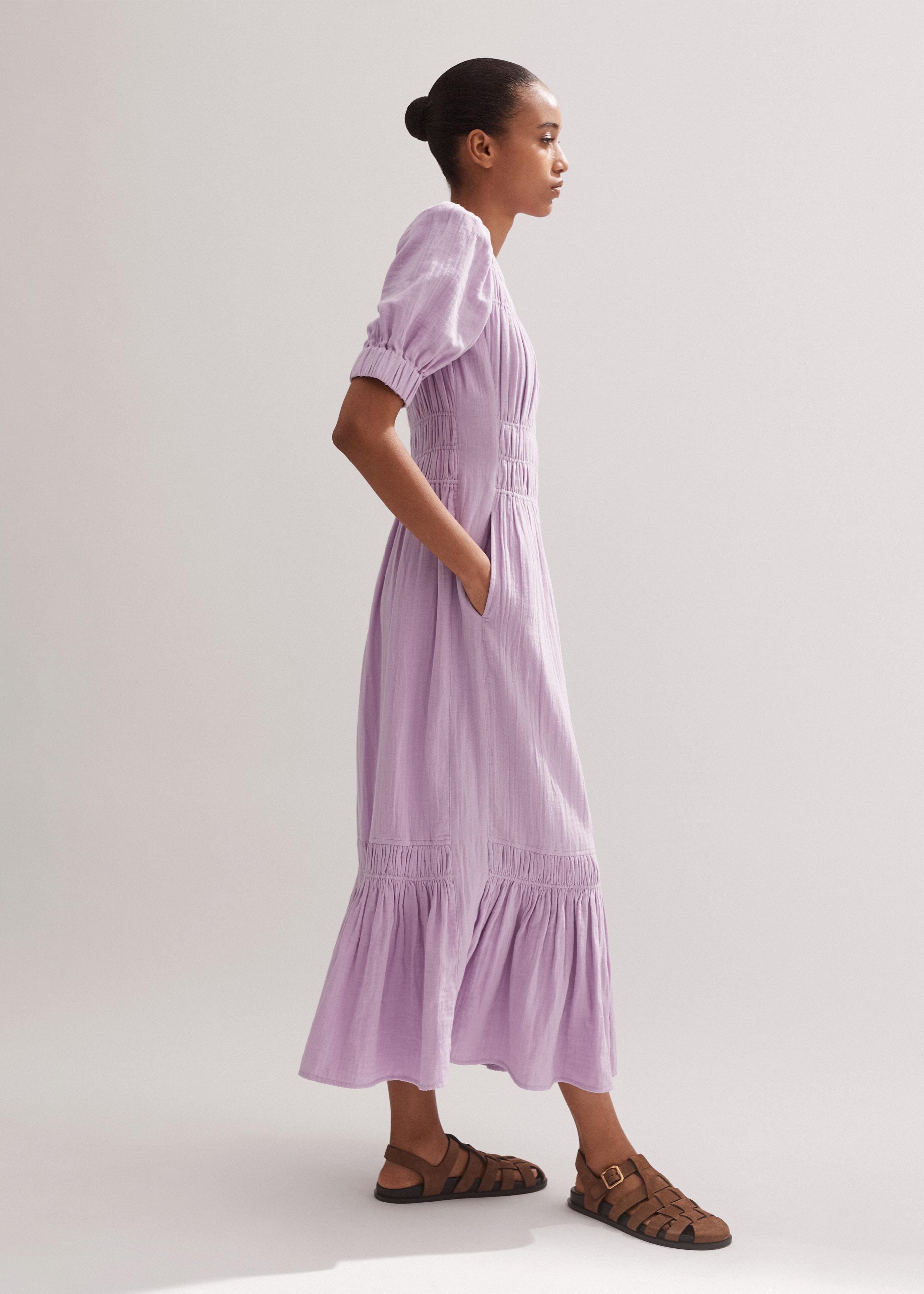 knee length dresses for ladies Black Cheesecloth Ruffle V-Neck Midi Dress – Ro&Zo main image 1