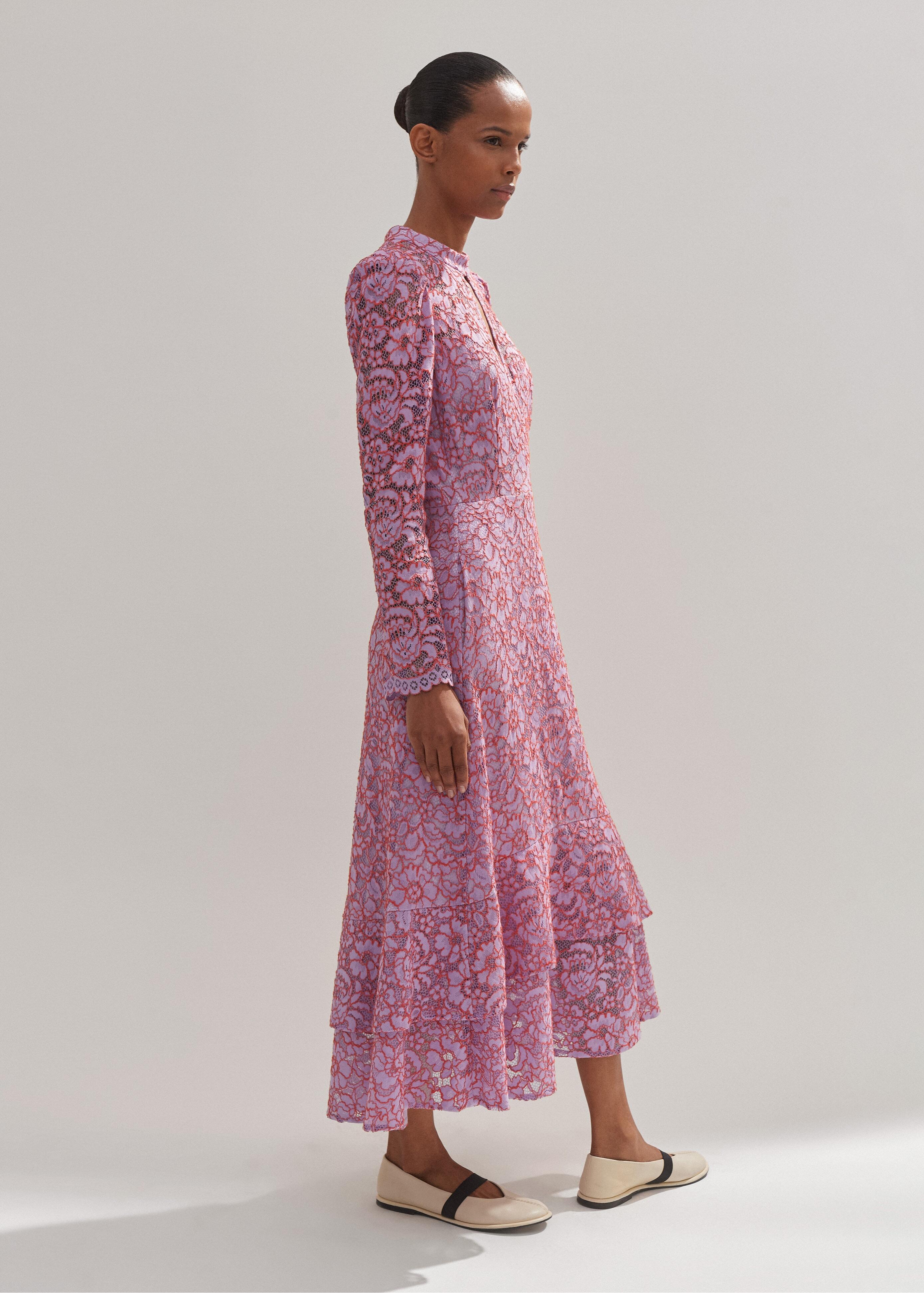 ME+EM Two-Tone Lace Midi Dress in Pink | Lyst UK