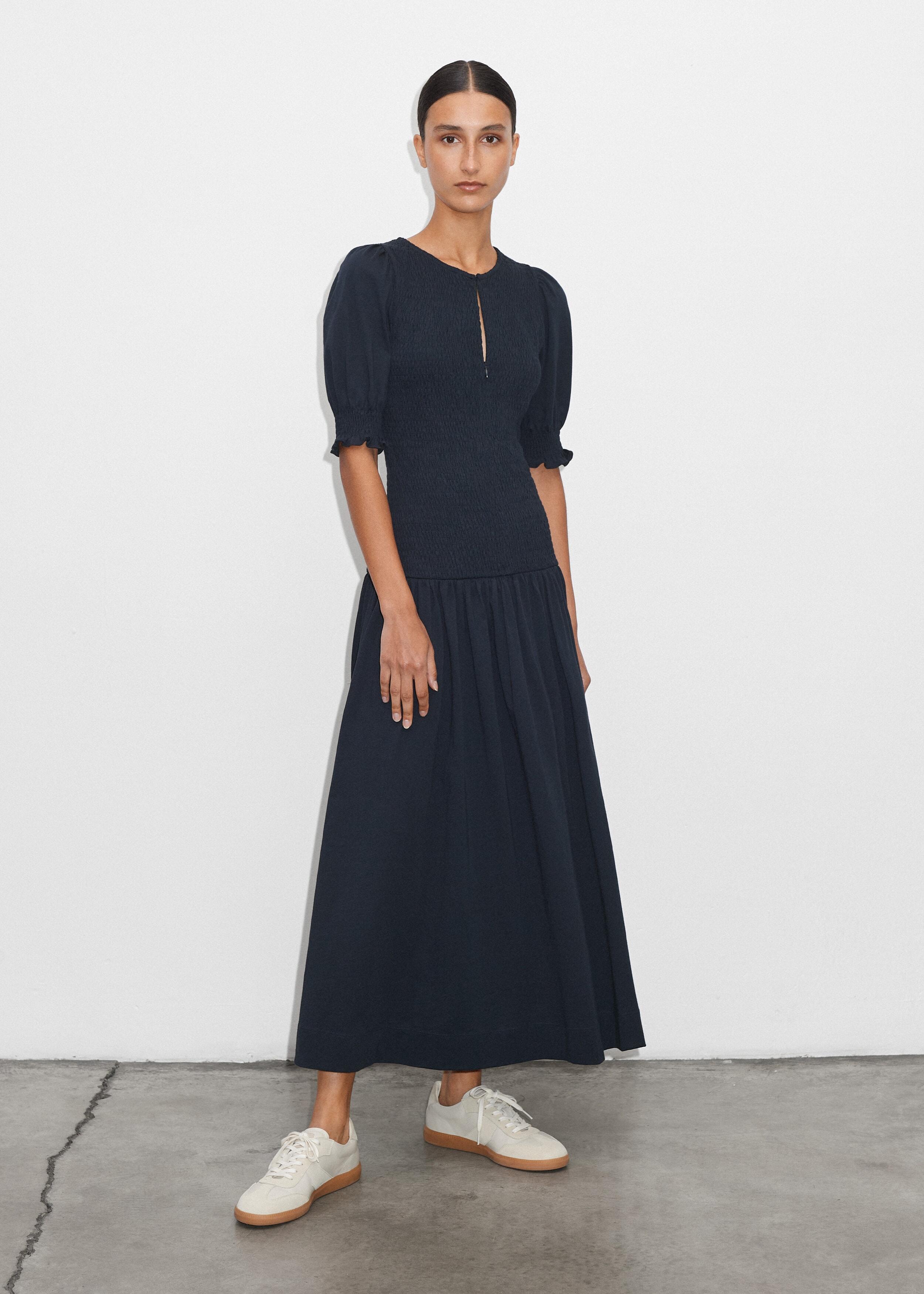 ME+EM Slub Jersey Smock Bodice Maxi Dress in Blue | Lyst