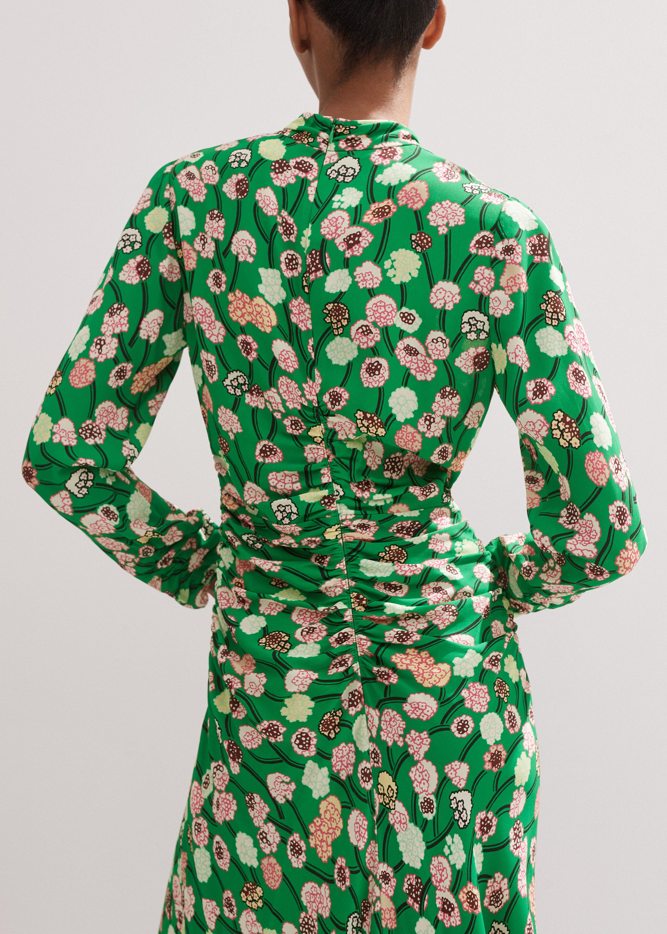 lantana flower print midi dress ME+EM Lantana Flower Print Midi Dress in Green