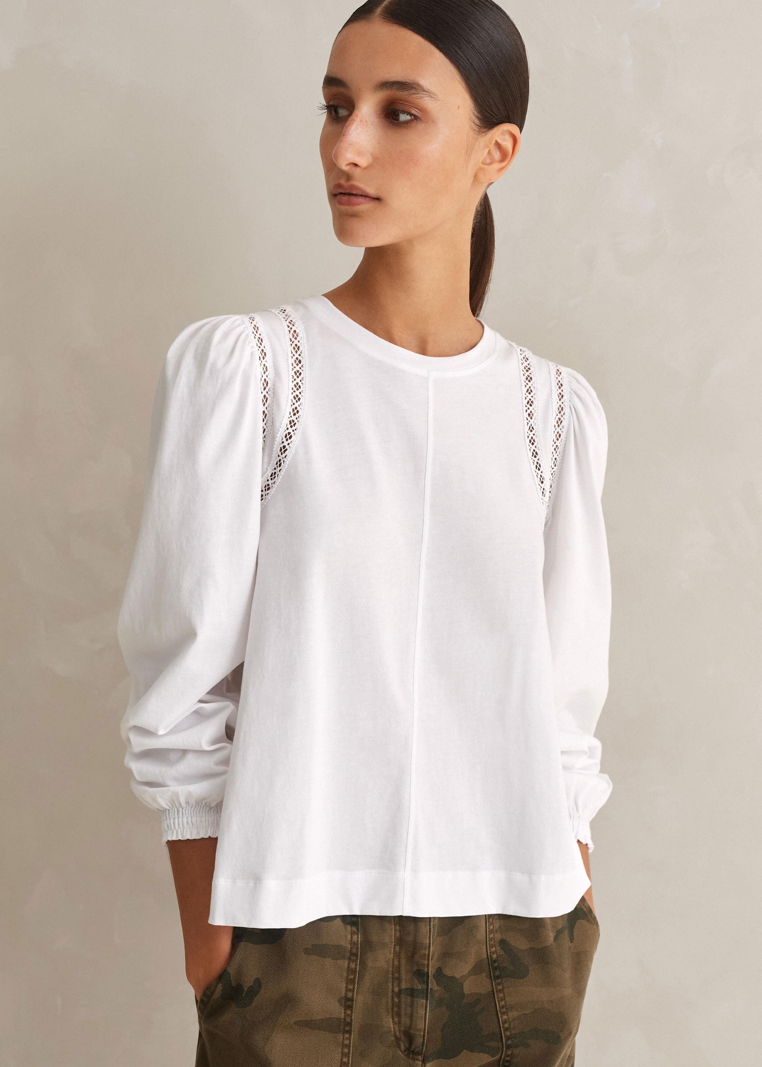 ME+EM Cotton Lace Insert Swing Top in White | Lyst