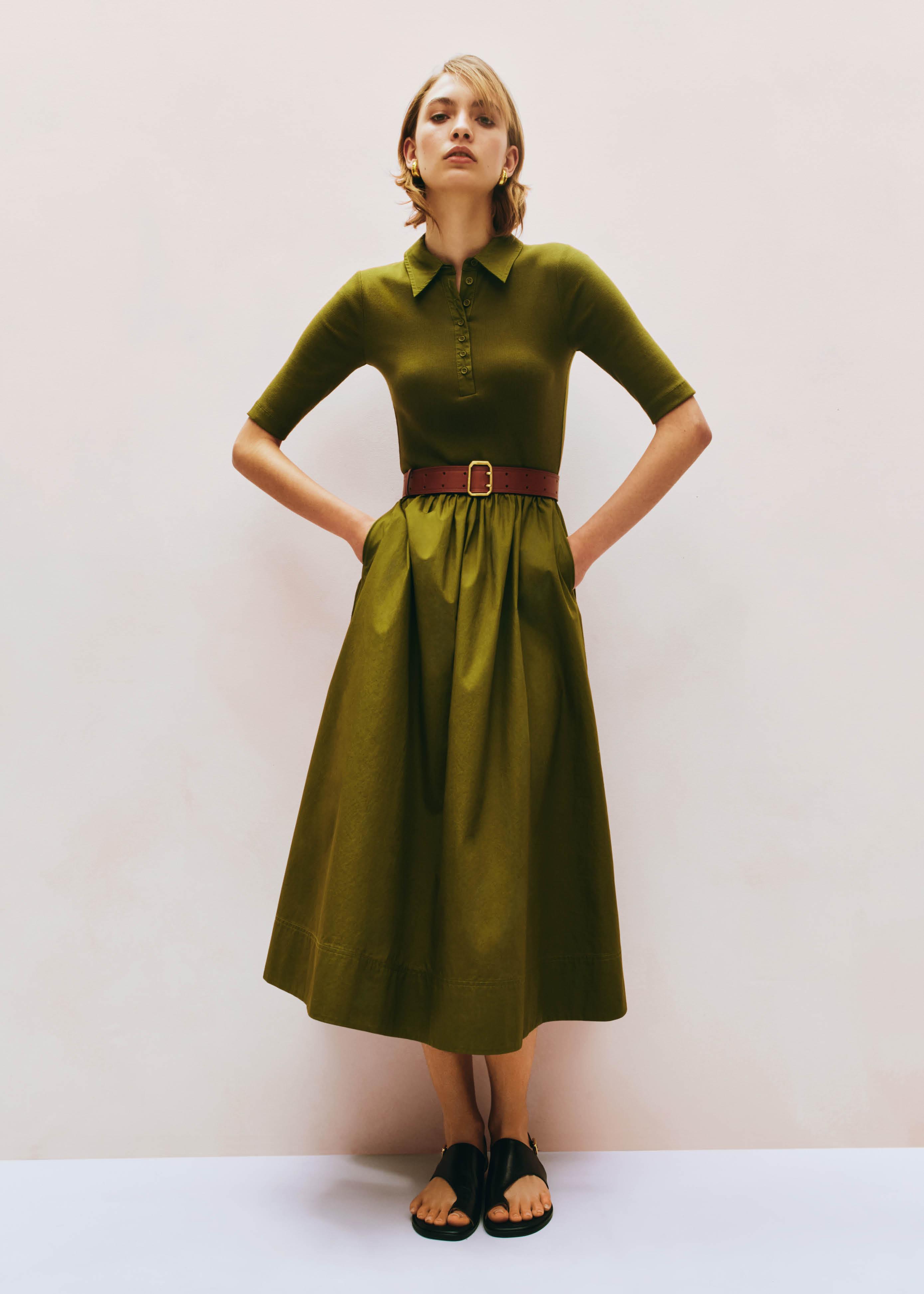 mixed media shirt collar maxi dress Collar Maxi Dress With Tshirt Women's Navy Mixed Media Shirt Collar Maxi Dress ME+EM