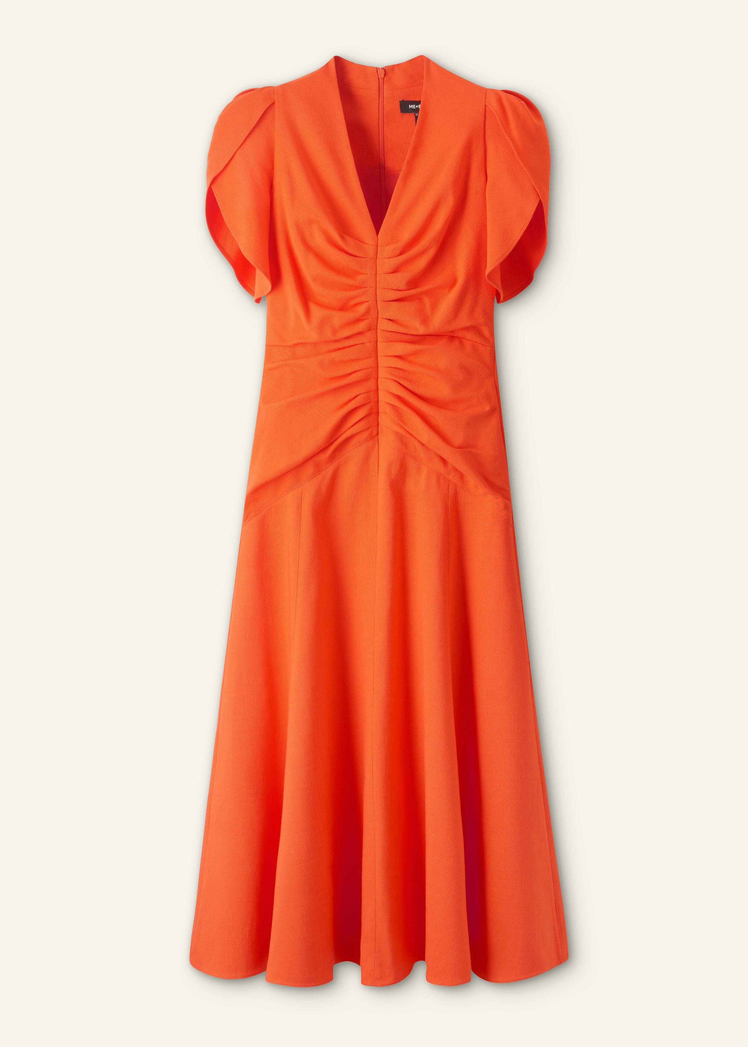 textured pleat front midi dress ME+EM Textured Pleat Front Midi Dress