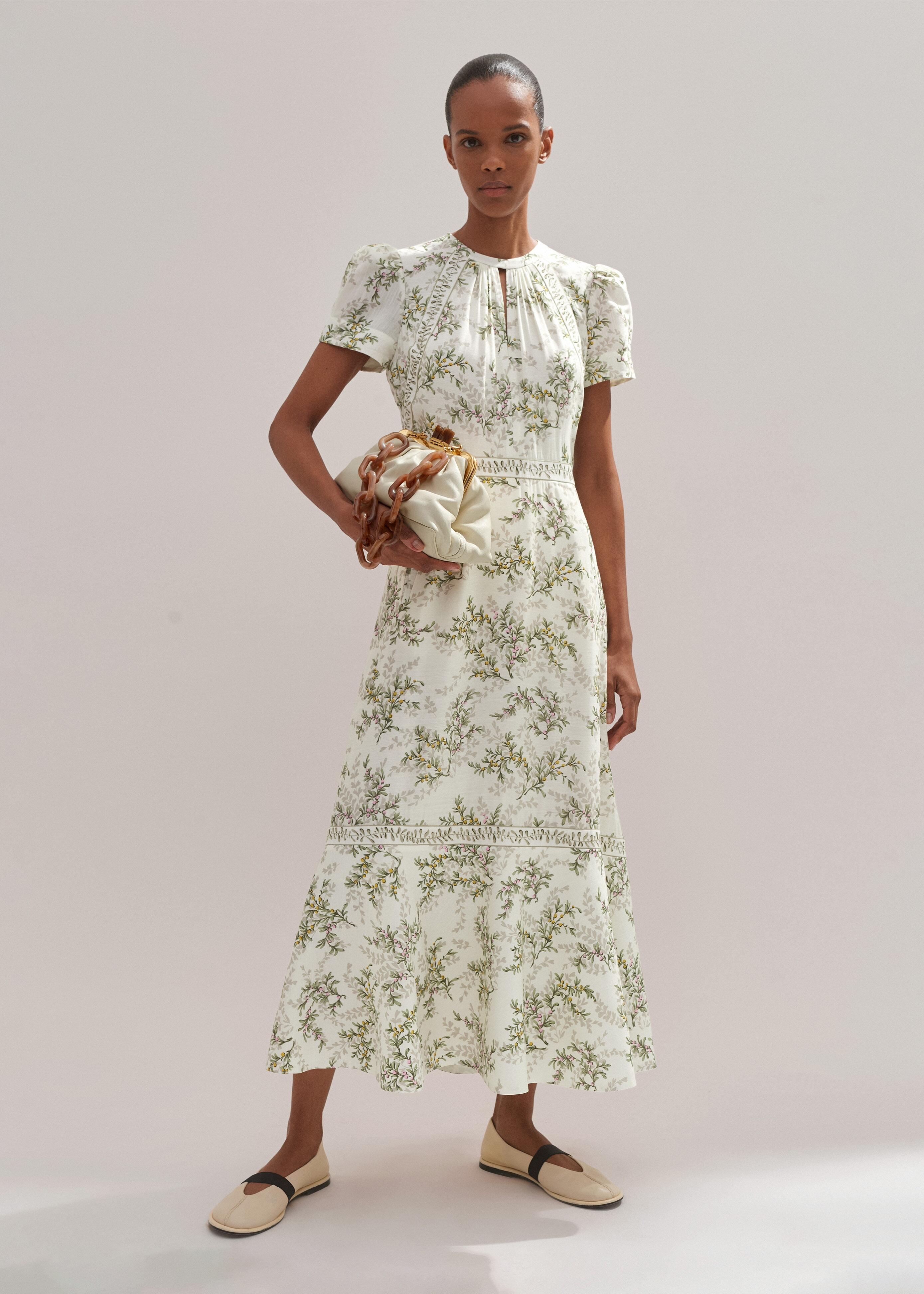 me and em maxi dress ME+EM Shadow Berry Print Maxi Dress in Natural