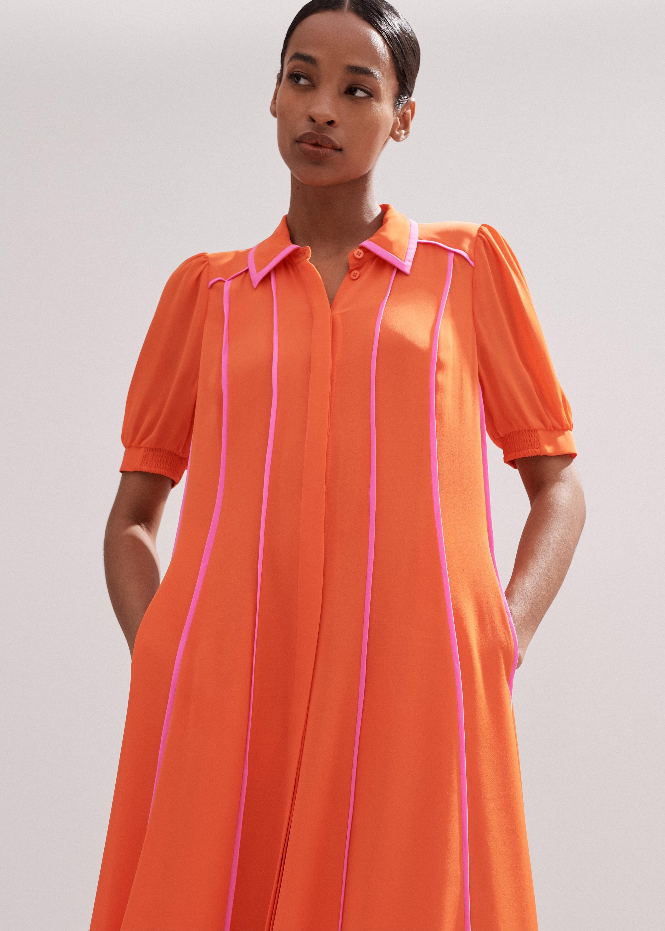 orange silk shirt dress 4-Ply Silk T-Shirt Dress