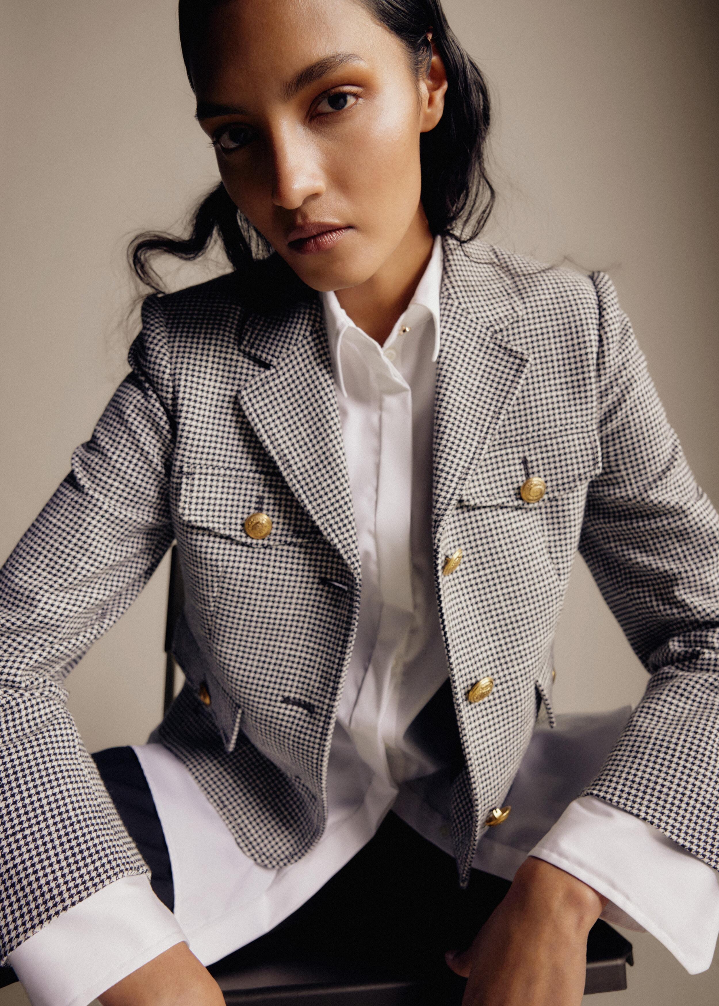 ME+EM Bracelet Sleeve Houndstooth Crop Jacket in Natural Lyst UK