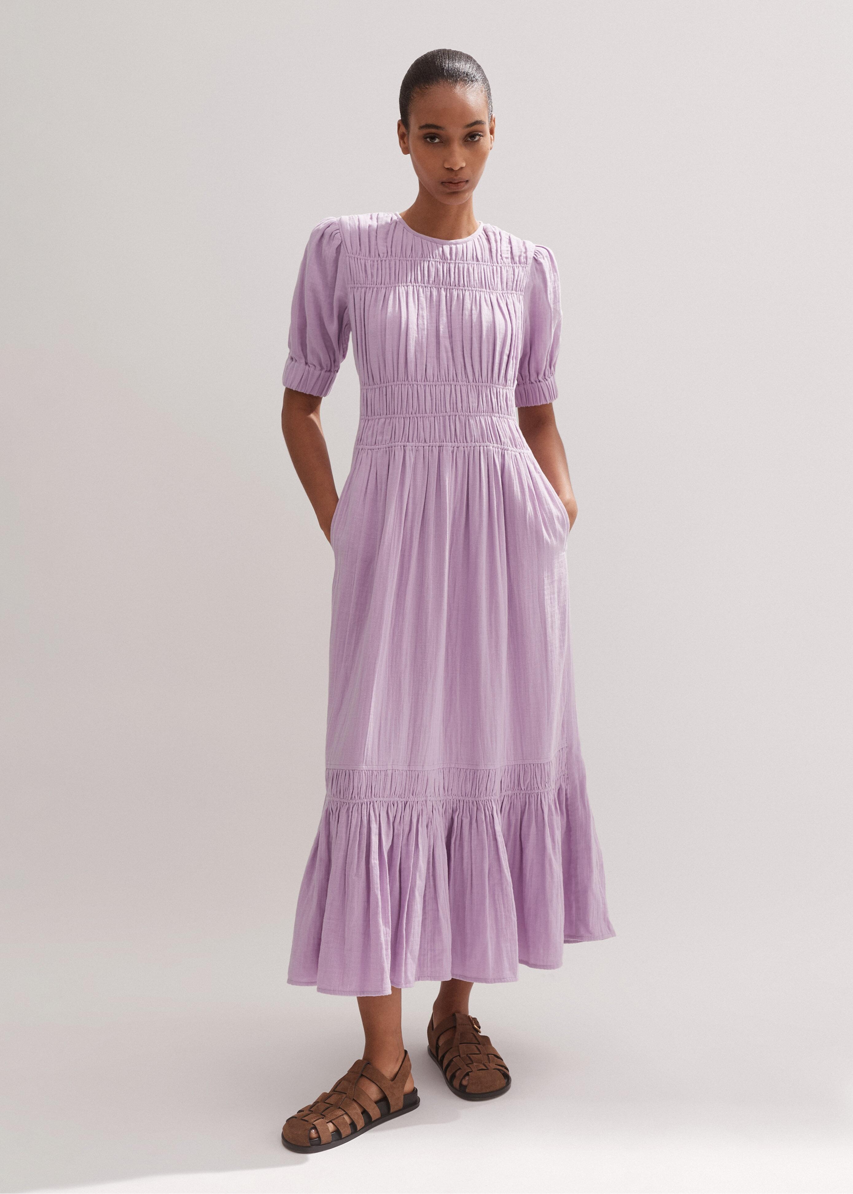 ME+EM Cheesecloth Gather Detail Maxi Dress in Pink | Lyst