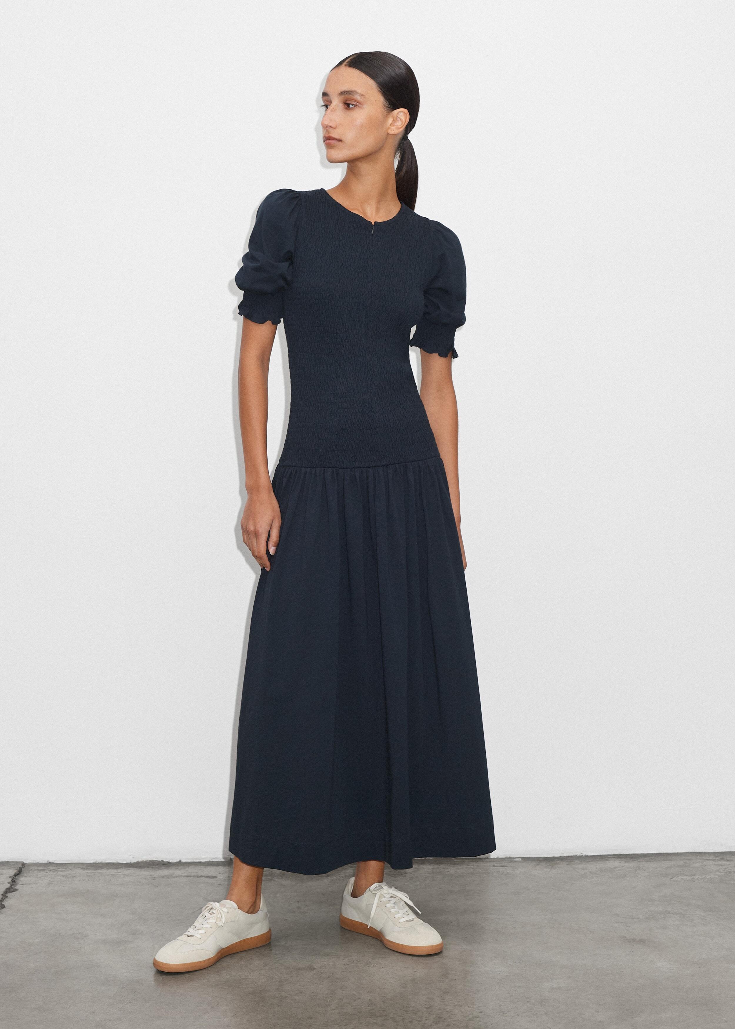 ME+EM Slub Jersey Smock Bodice Maxi Dress in Blue | Lyst