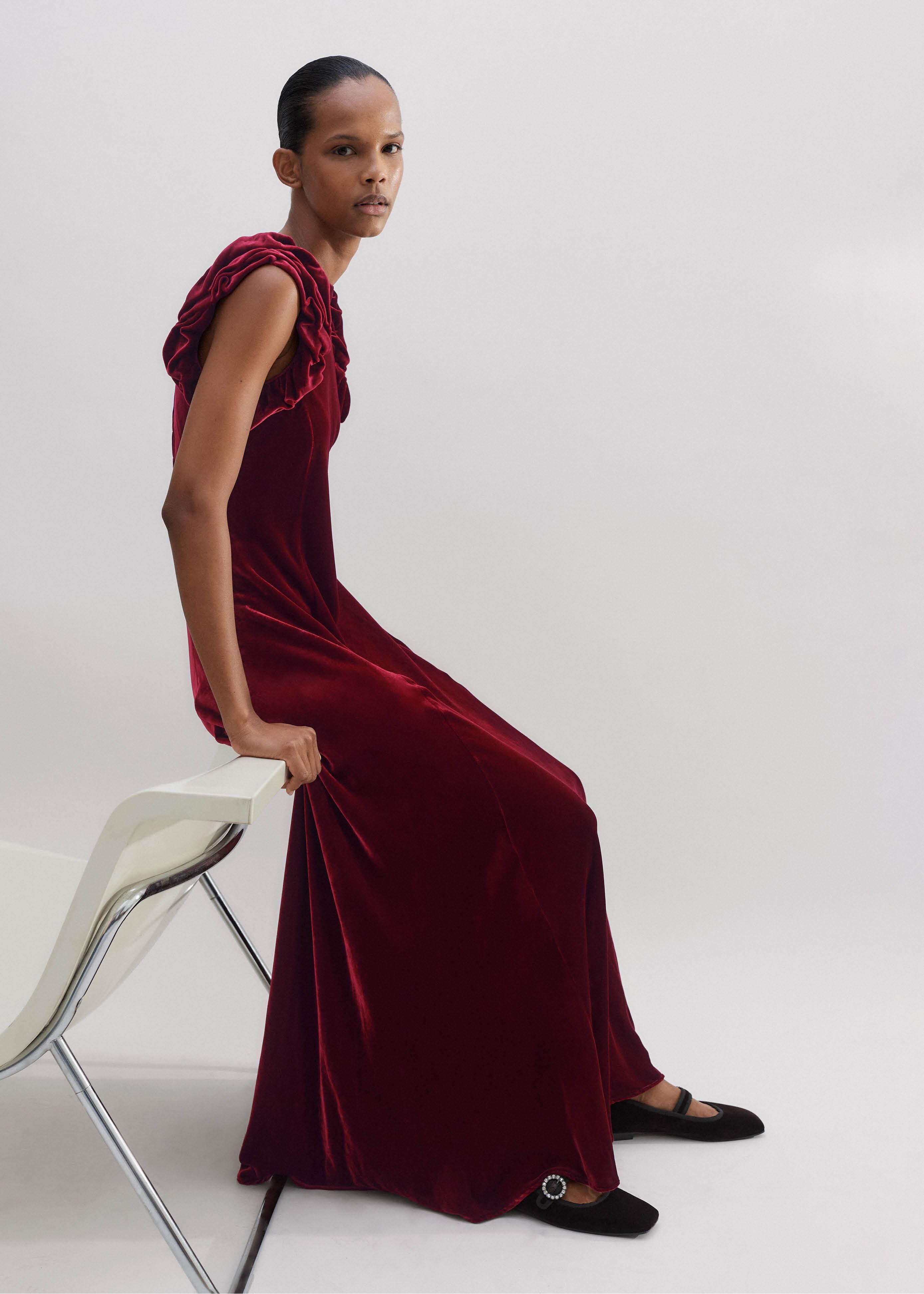 ME+EM Silk-Blend Velvet Maxi Dress in Purple | Lyst