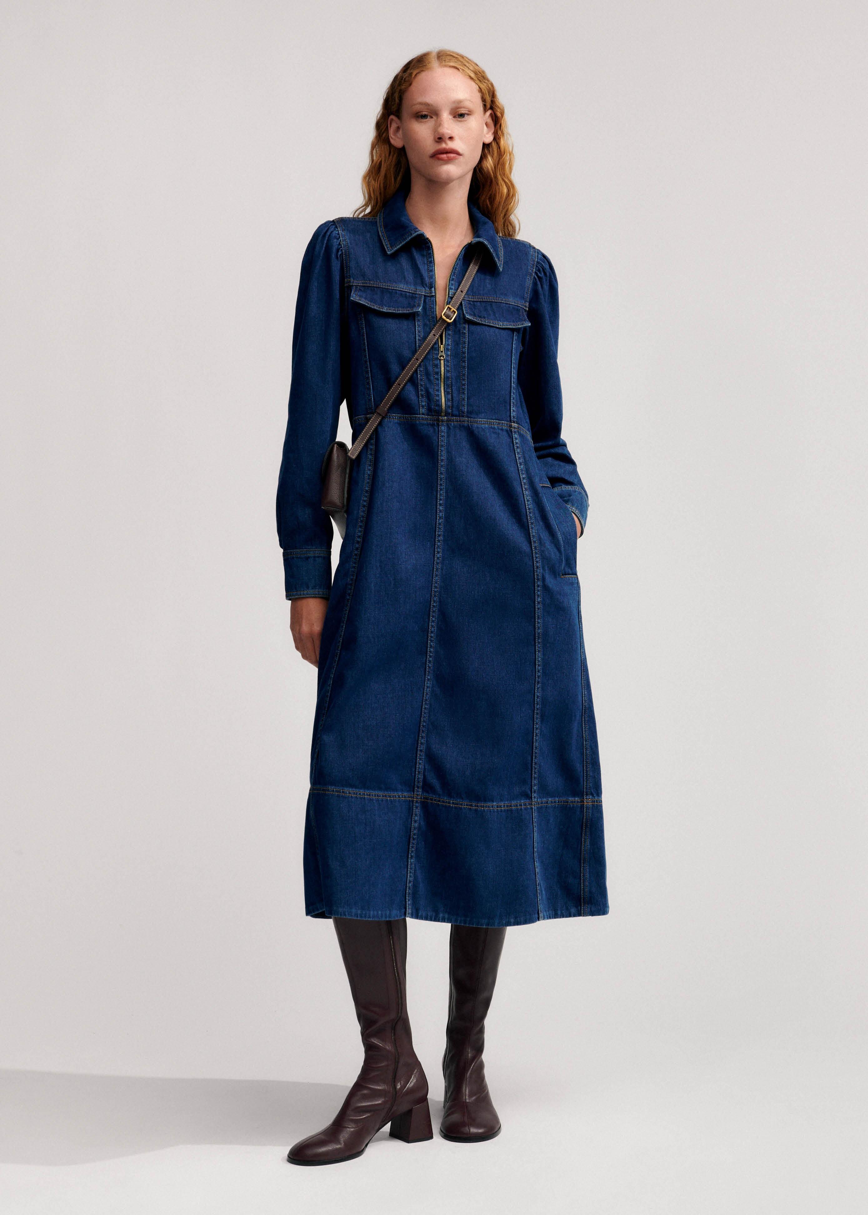 ME+EM Denim Zip Front Dress in Blue | Lyst