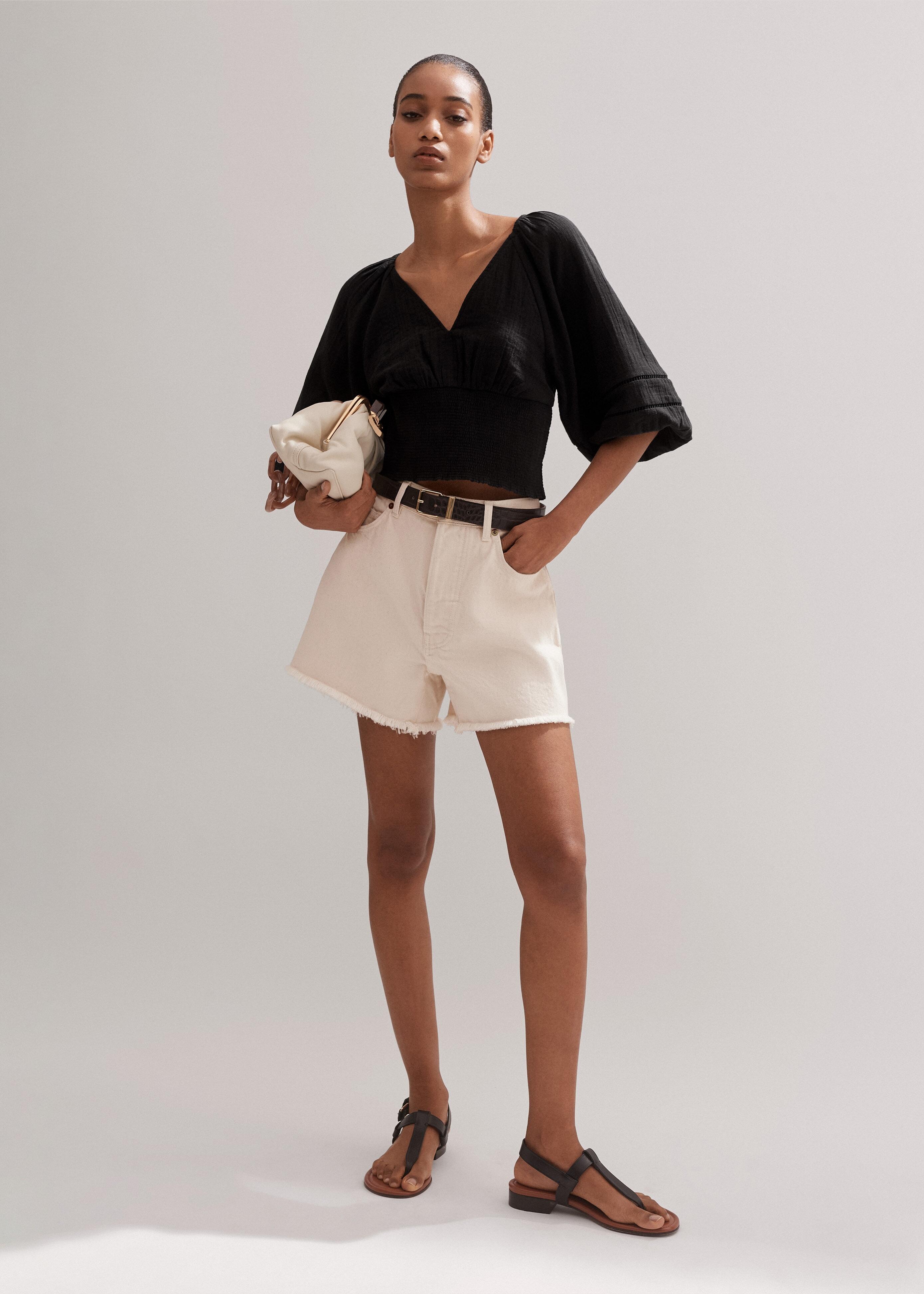 ME+EM Cheesecloth Balloon Sleeve Top in Black | Lyst UK