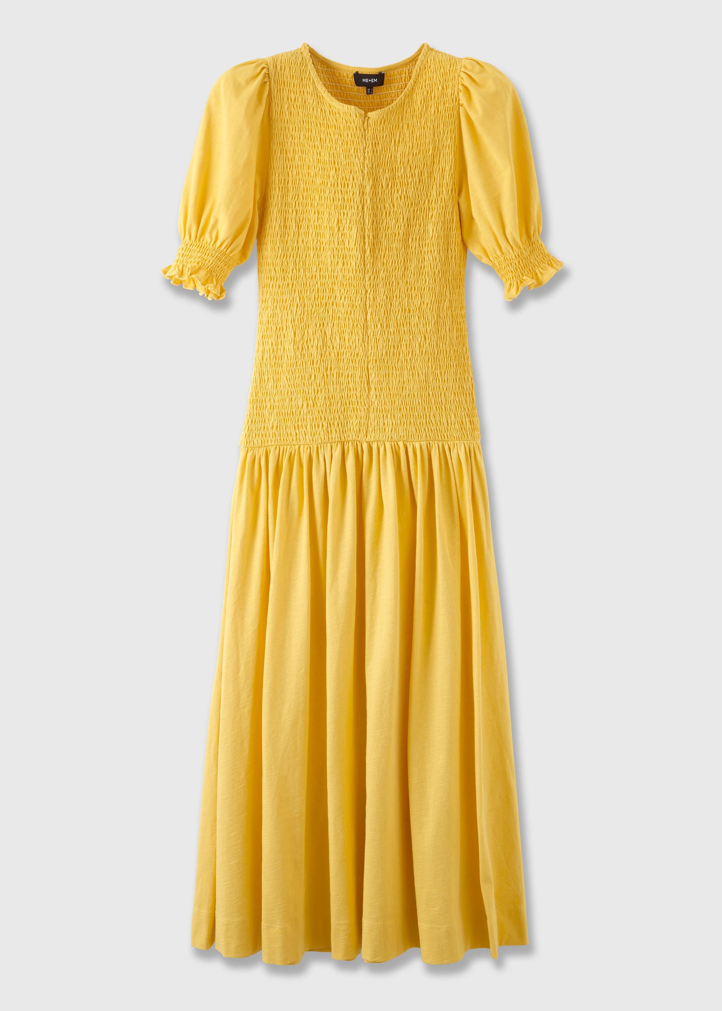ME+EM Slub Jersey Smock Bodice Maxi Dress in Yellow | Lyst UK