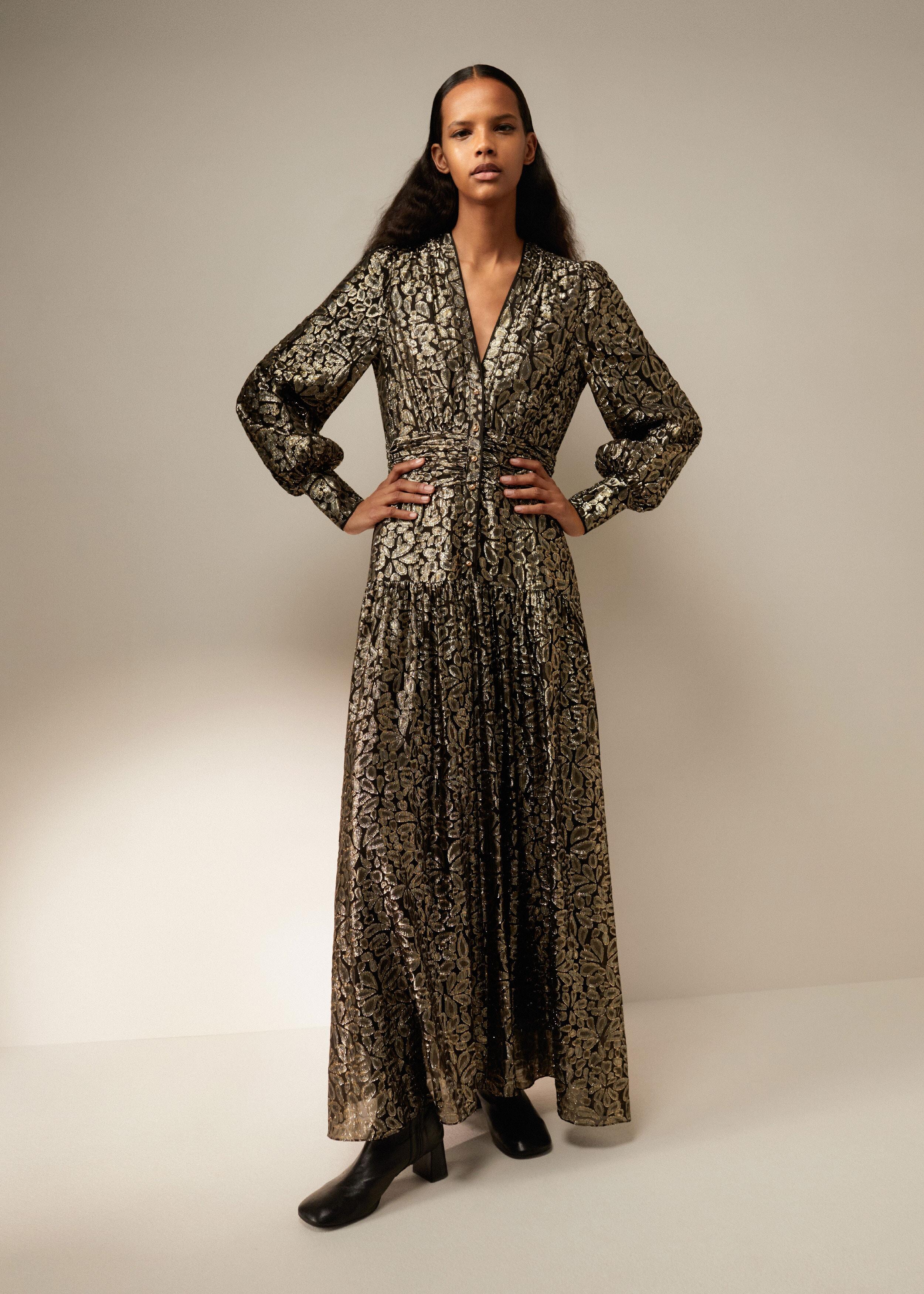 Gold dress with belt deals