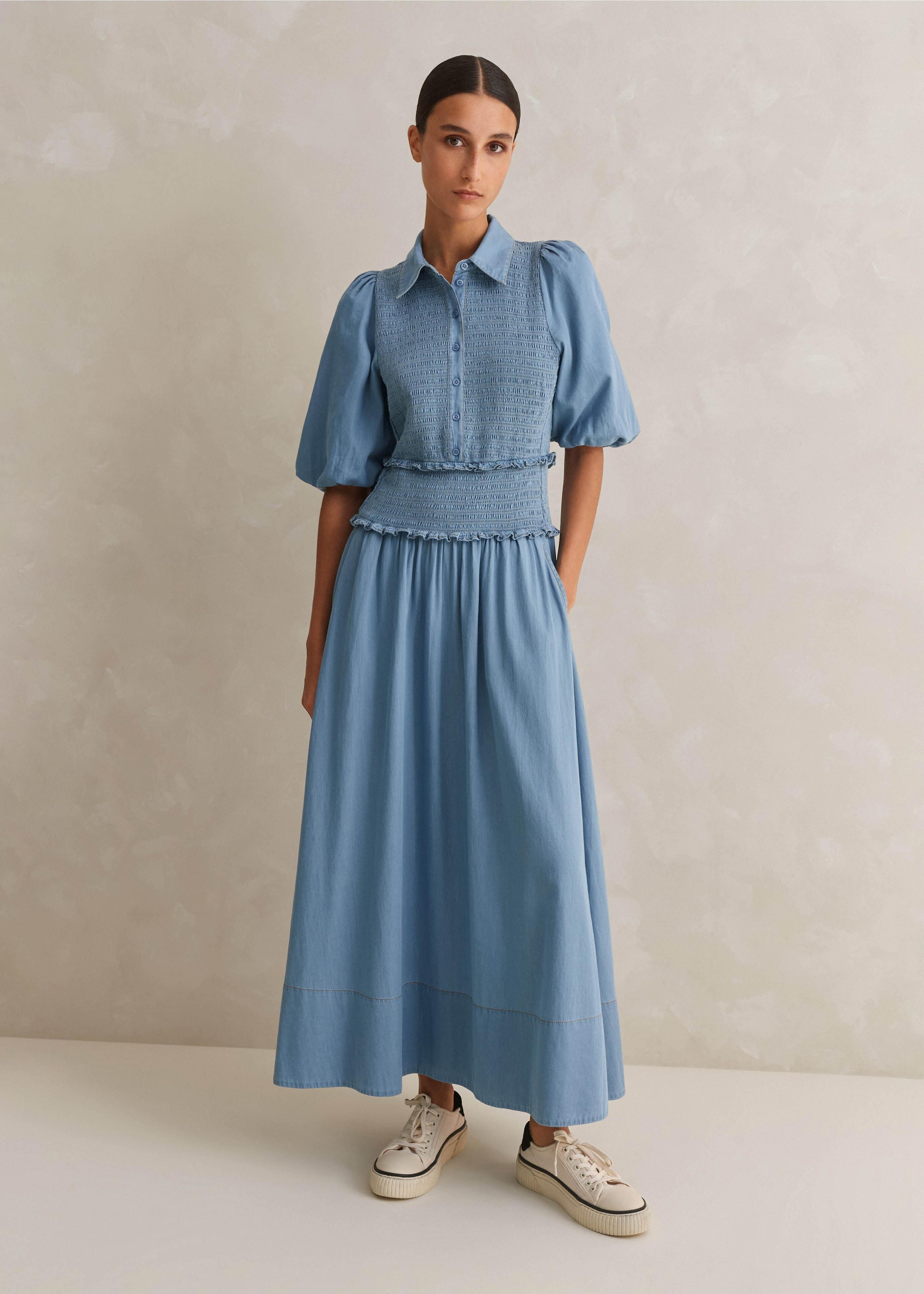 knee length dresses for ladies Billy Reid Women's Bradley Gordon x Pelican MSL 1 Pocket Maxi Dress - Gray main image 1