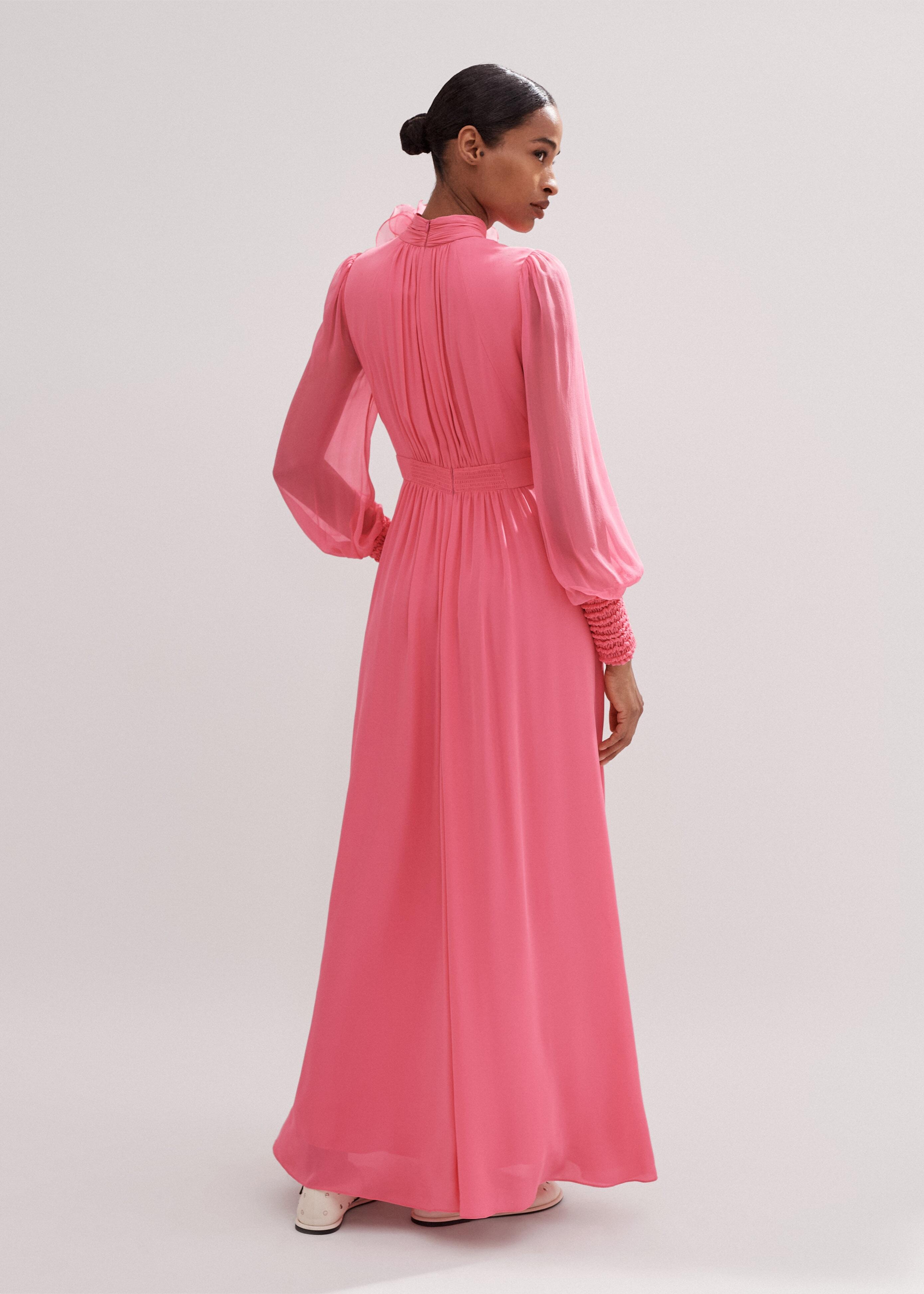 me and em pink silk dress Me+em Silk Statement Midi Dress + Tie In Super Pink