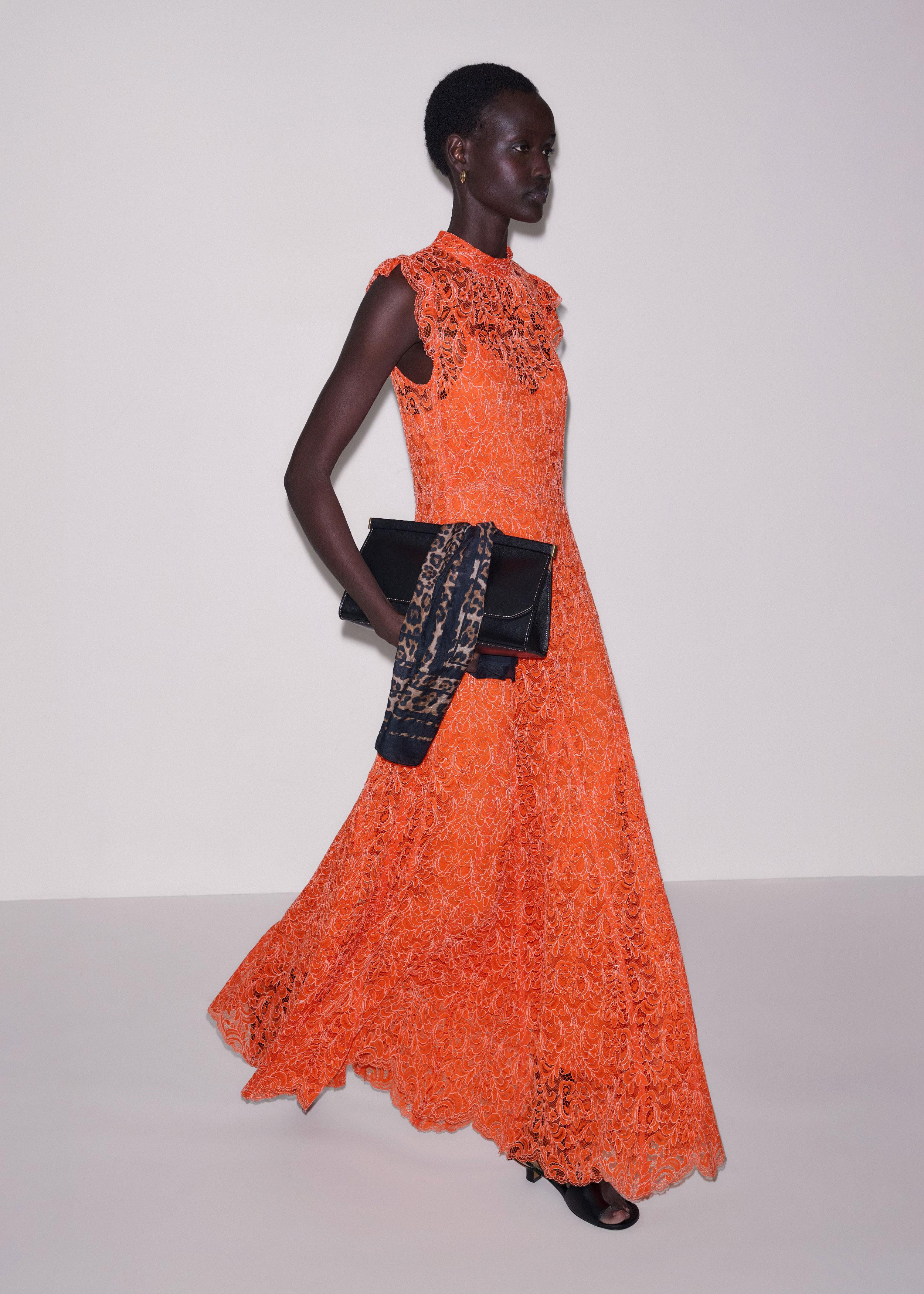 ME+EM Two Tone Lace Fit & Flare Full Length Dress + Slip in Orange | Lyst