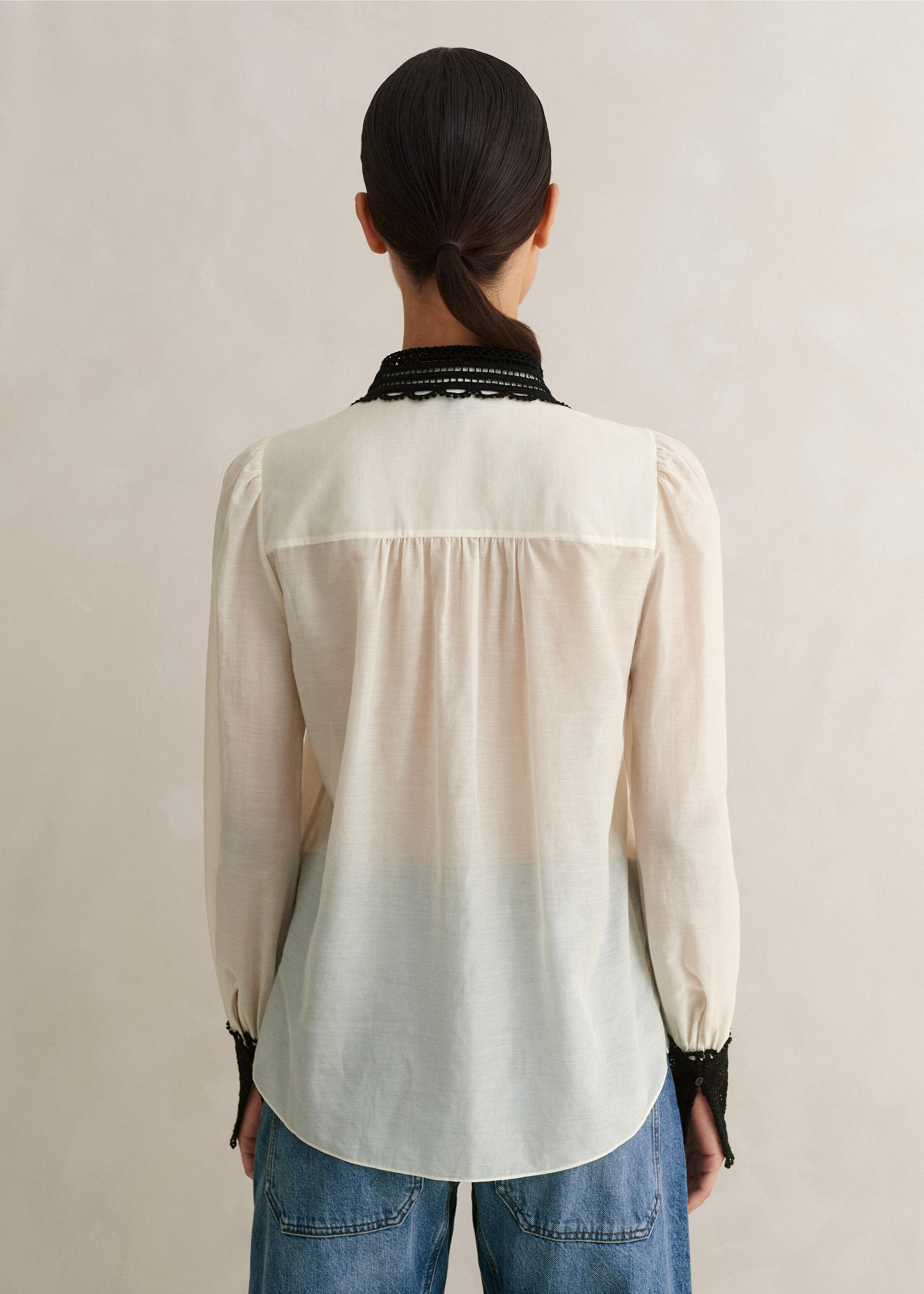 ME+EM Silk Cotton Embroidered Collar Blouse in Natural | Lyst