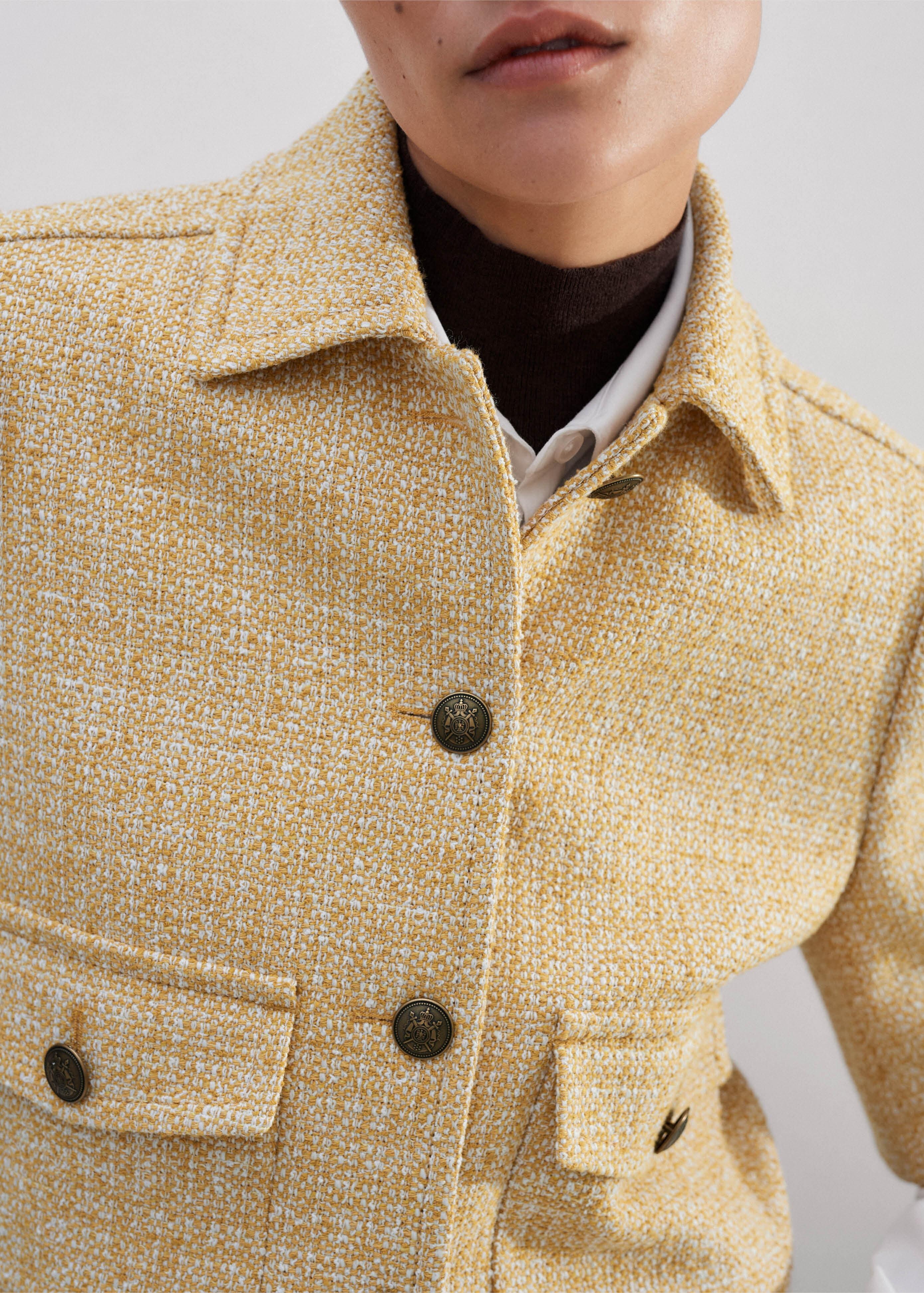 ME+EM Tweed Short Sleeve Crop Jacket in Natural Lyst UK