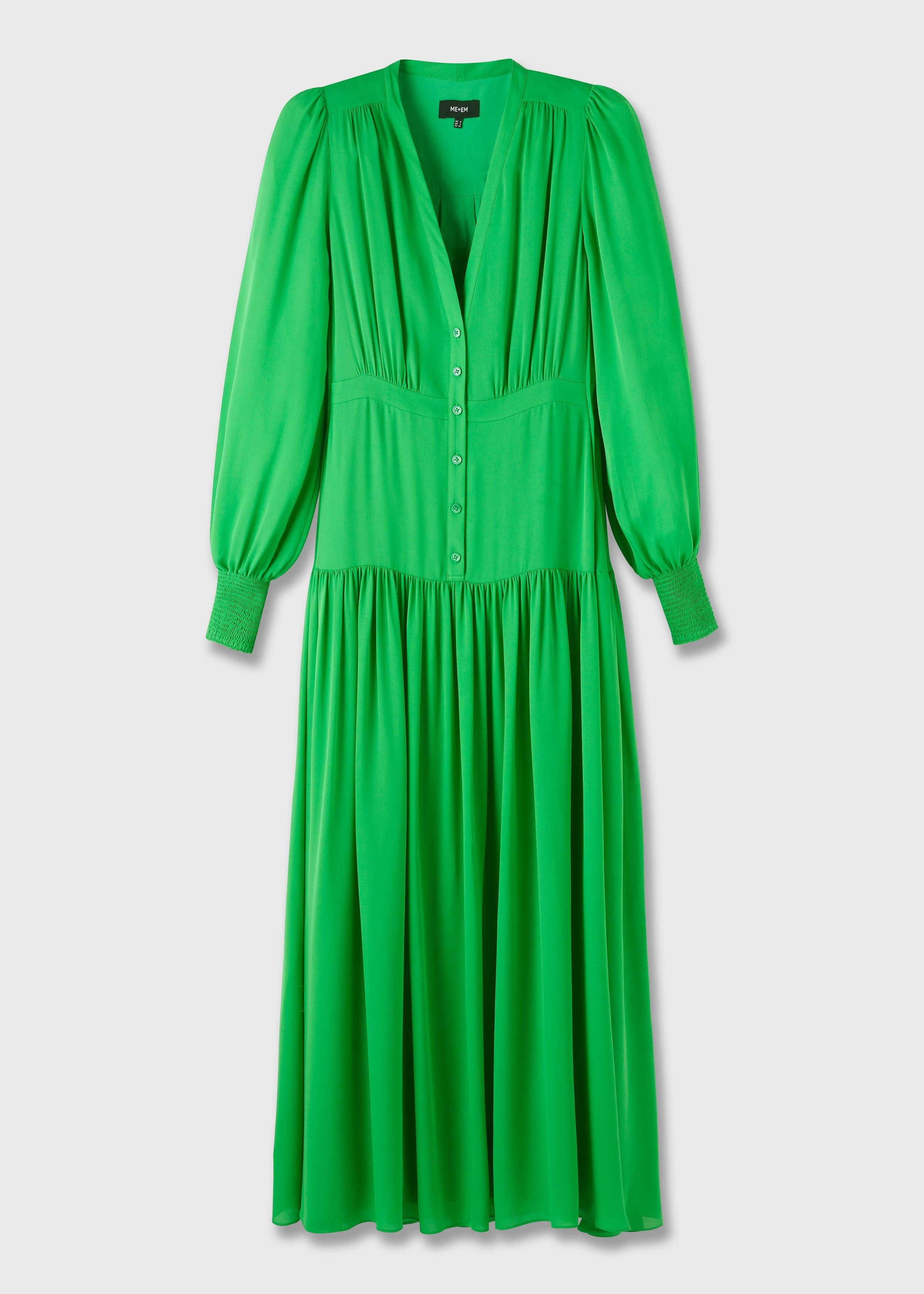 me and em green silk dress ME+EM Silk Forever Swing Dress in Jewel Green UFO No More