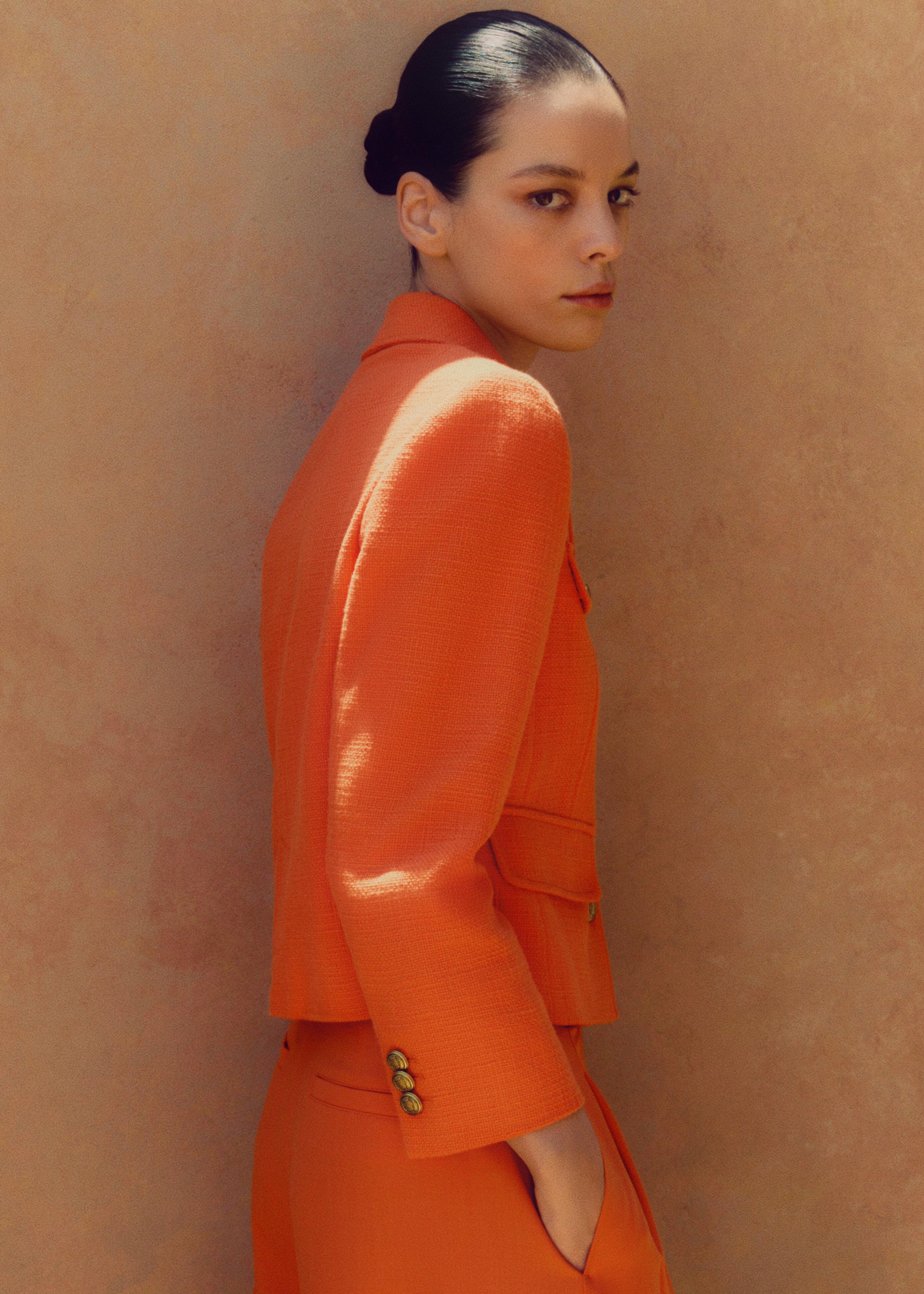 Tweed Jacket Orange Tweed ME+EM Pop Tweed Bracelet Sleeve Jacket