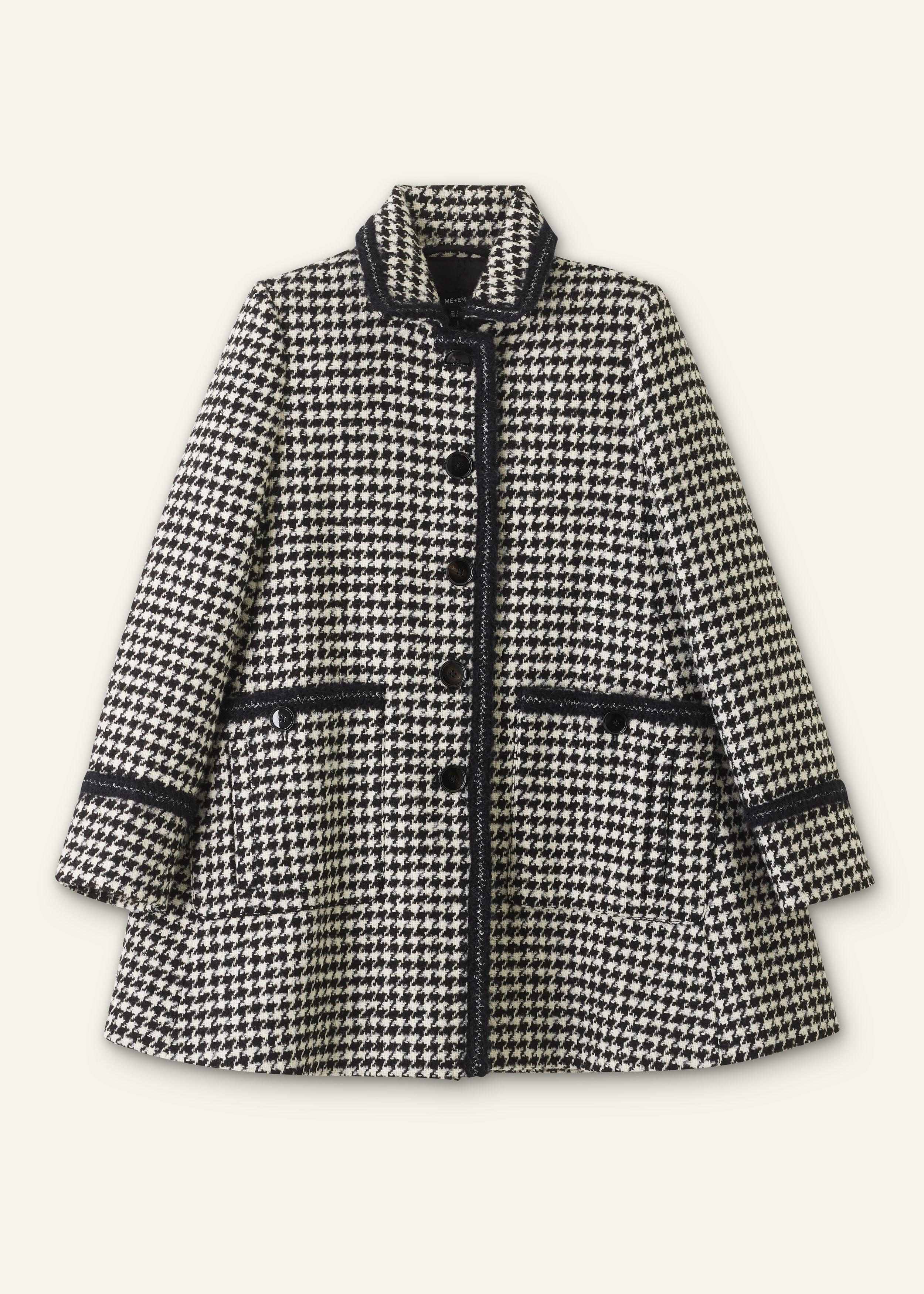 ME+EM Bouclé Houndstooth Swing Coat in Gray Lyst