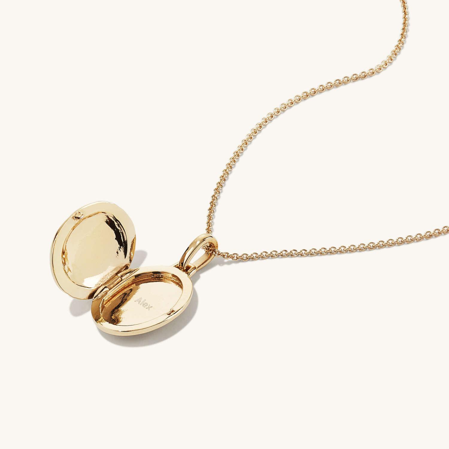 MEJURI Croissant Oval Locket Necklace 