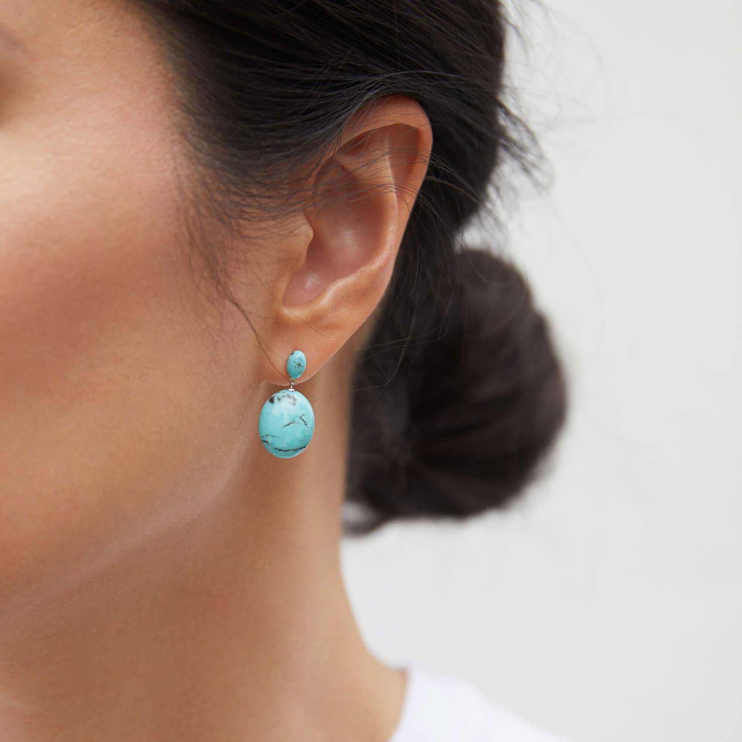 Turquoise Crystal Drop Earrings Free Shipping E2946
