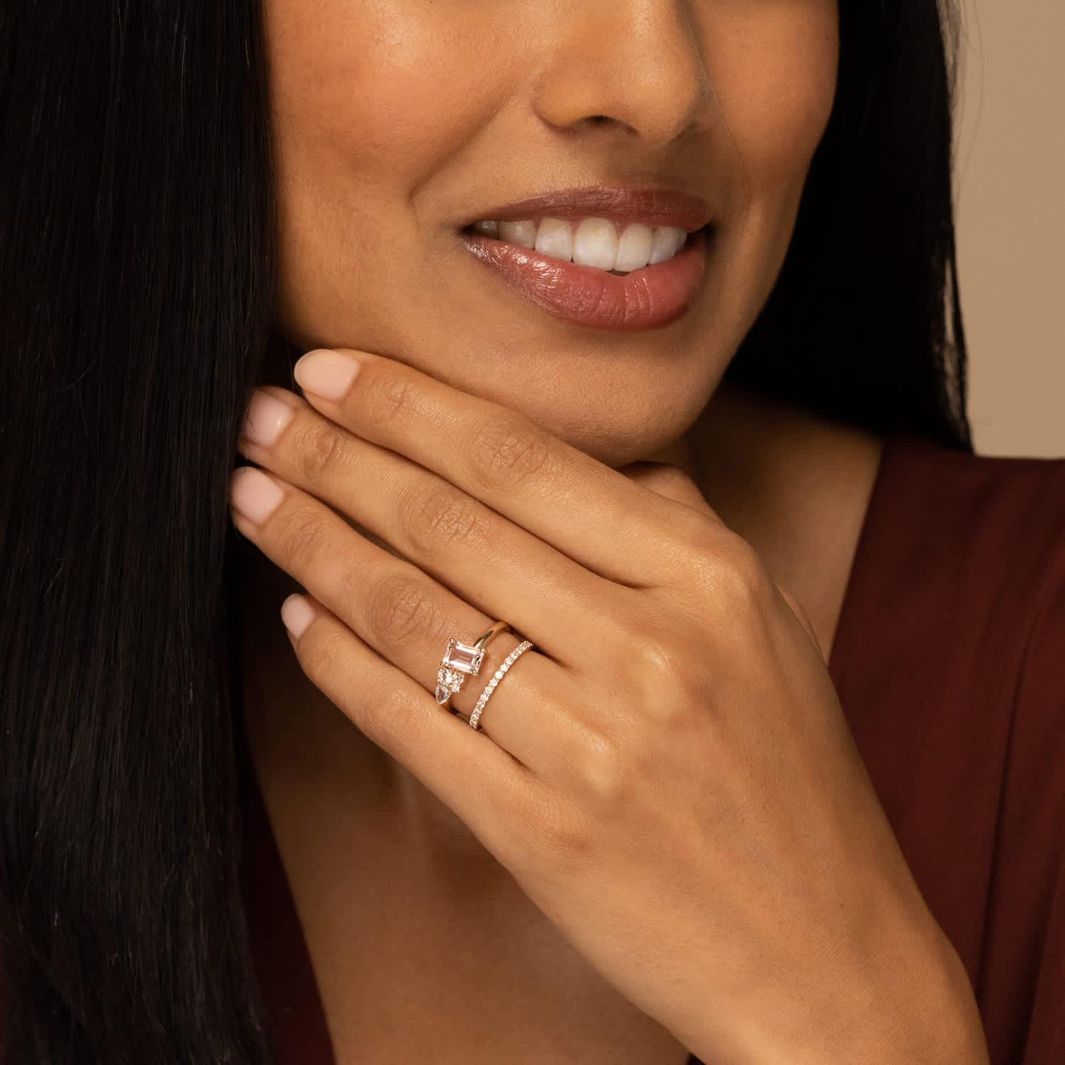 MEJURI Italic Cluster Ring Peach in Yellow Lyst