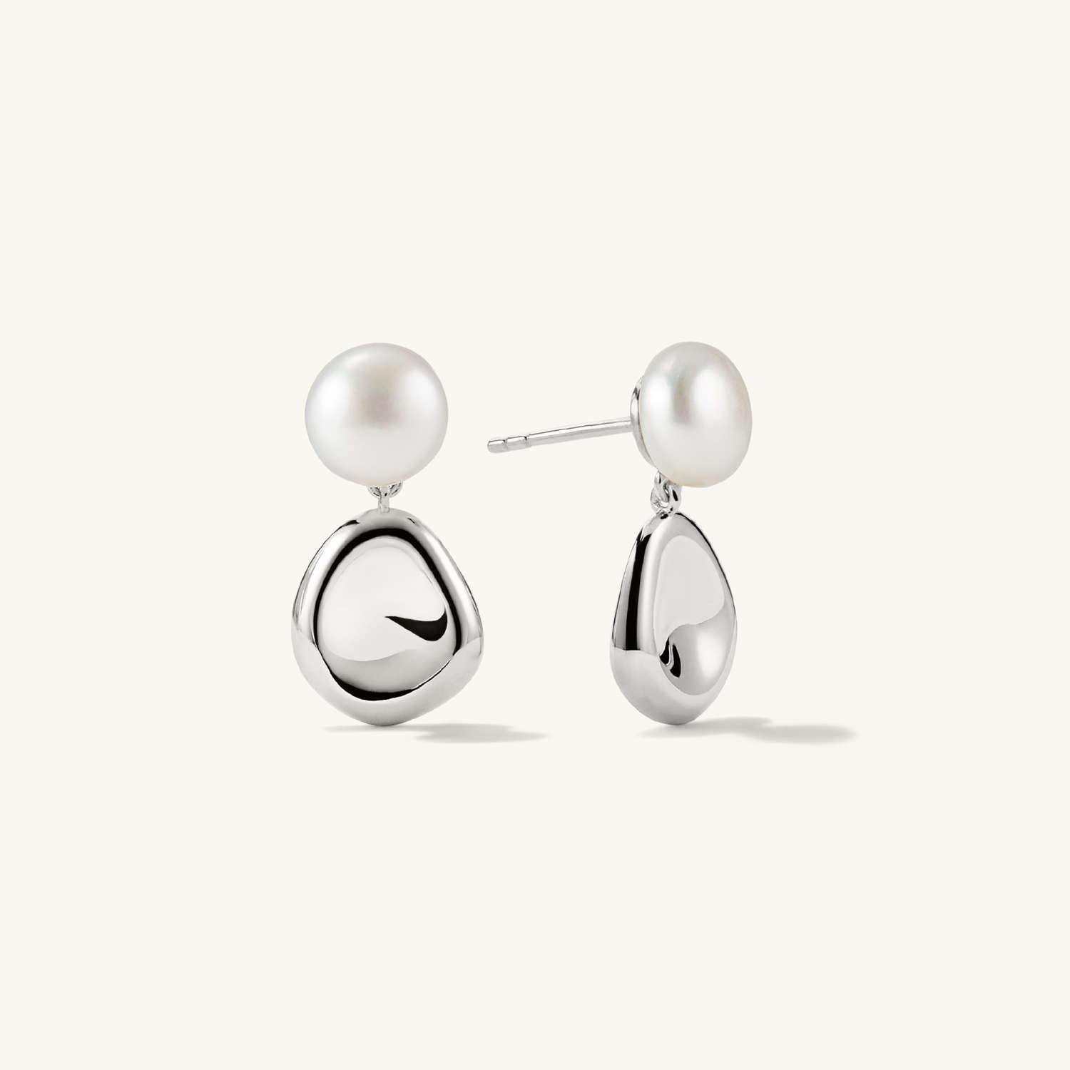 Mejuri Pearl Sculptural Drop Earrings In Metallic Lyst