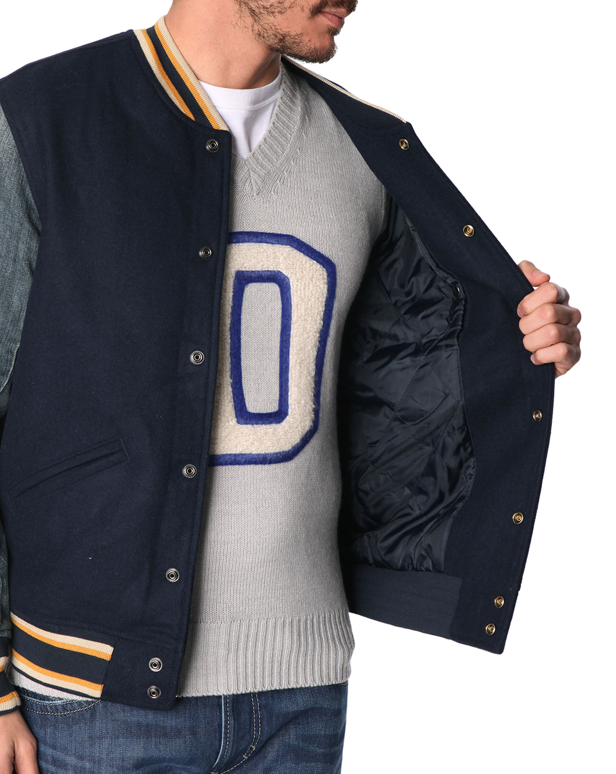 diesel blue denim varsity jacket