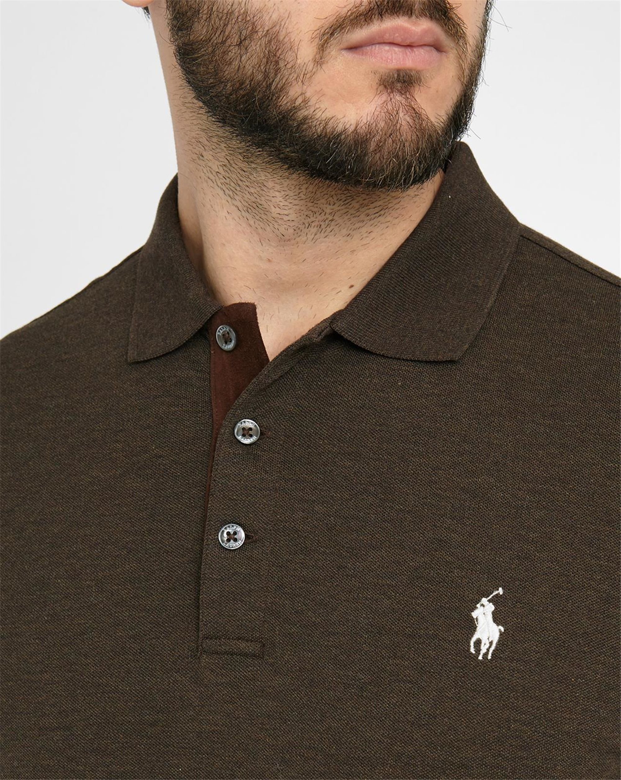 Polo ralph lauren Brown Long-sleeve Stretch Piqué Slim-fit Polo Shirt ...