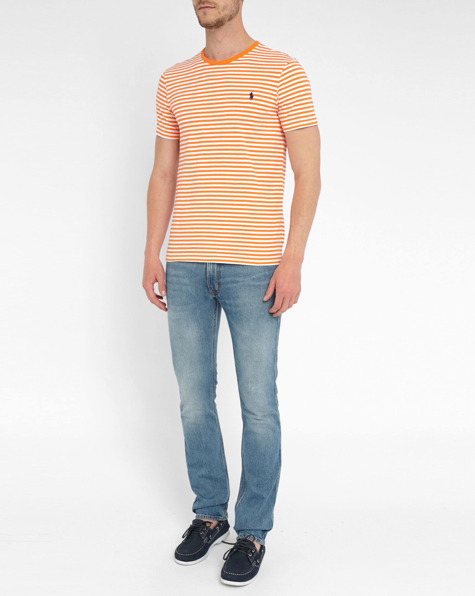 Polo ralph lauren Orange Logo Striped Tshirt in Orange for Men  Lyst