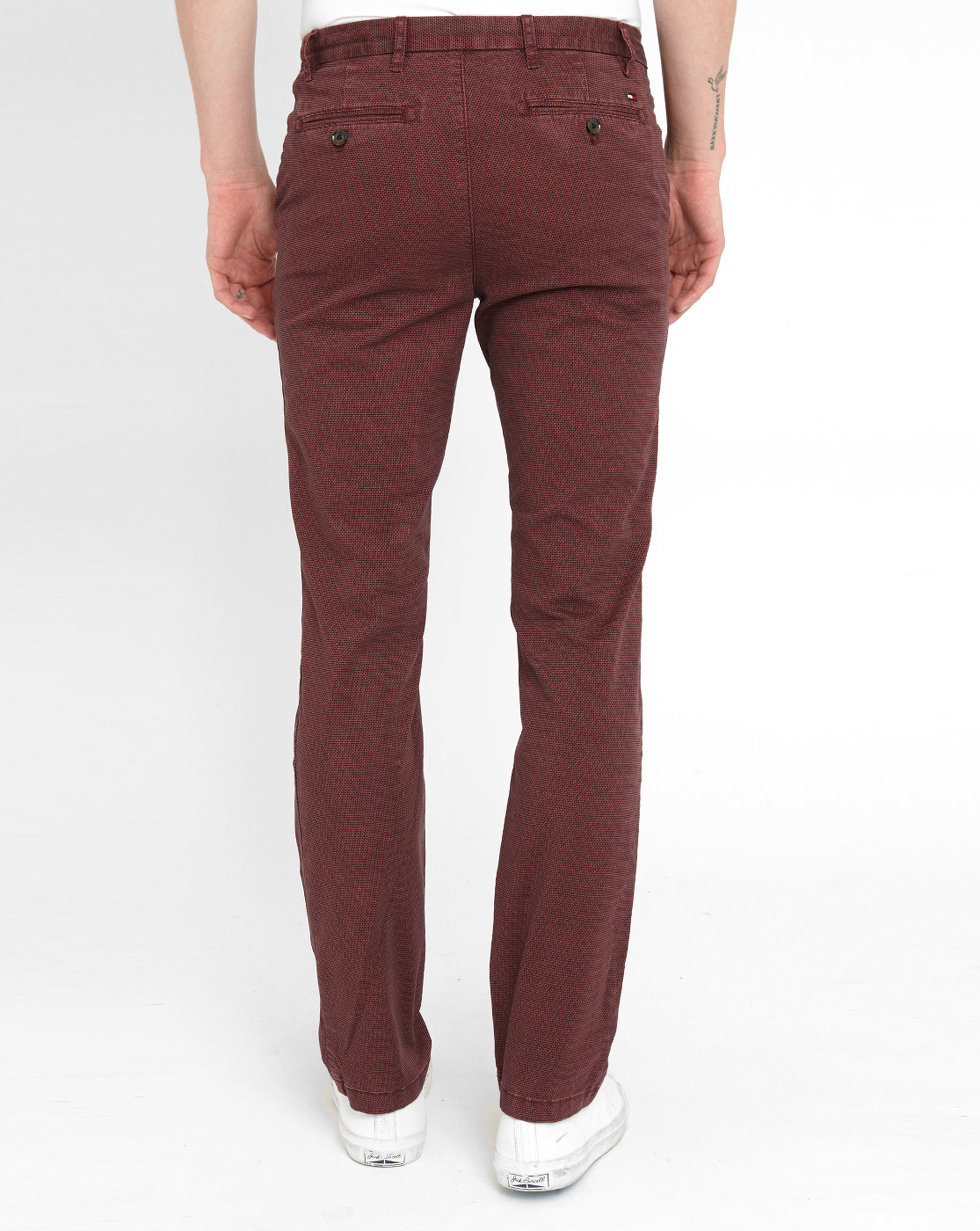 Tommy hilfiger Burgundy Denton Straight Chinos in Black for Men | Lyst