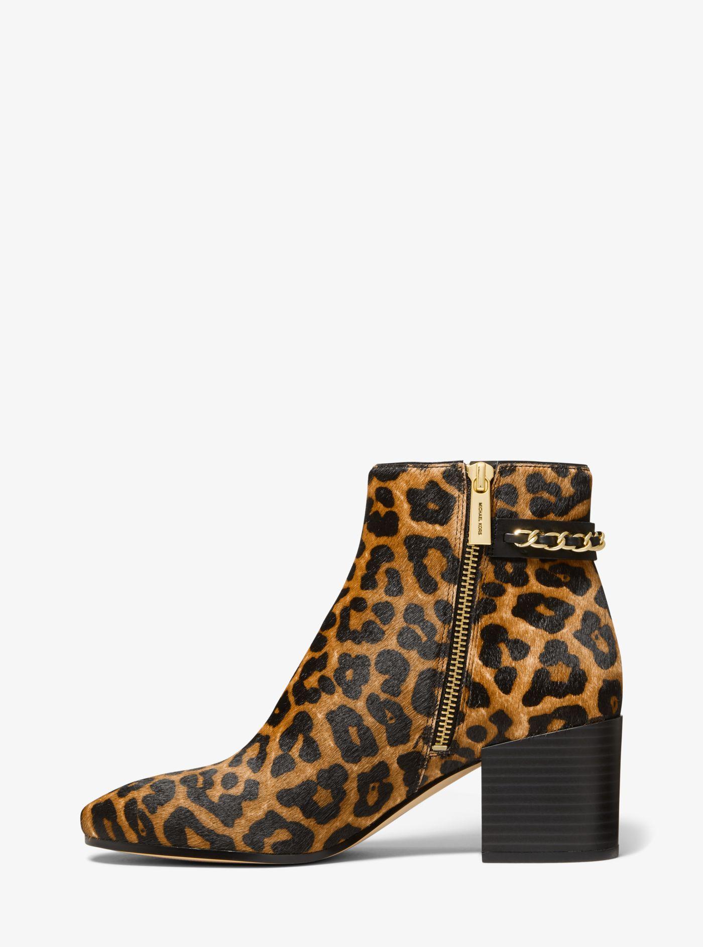 Elsa Leopard Print Calf Hair Ankle Boot 