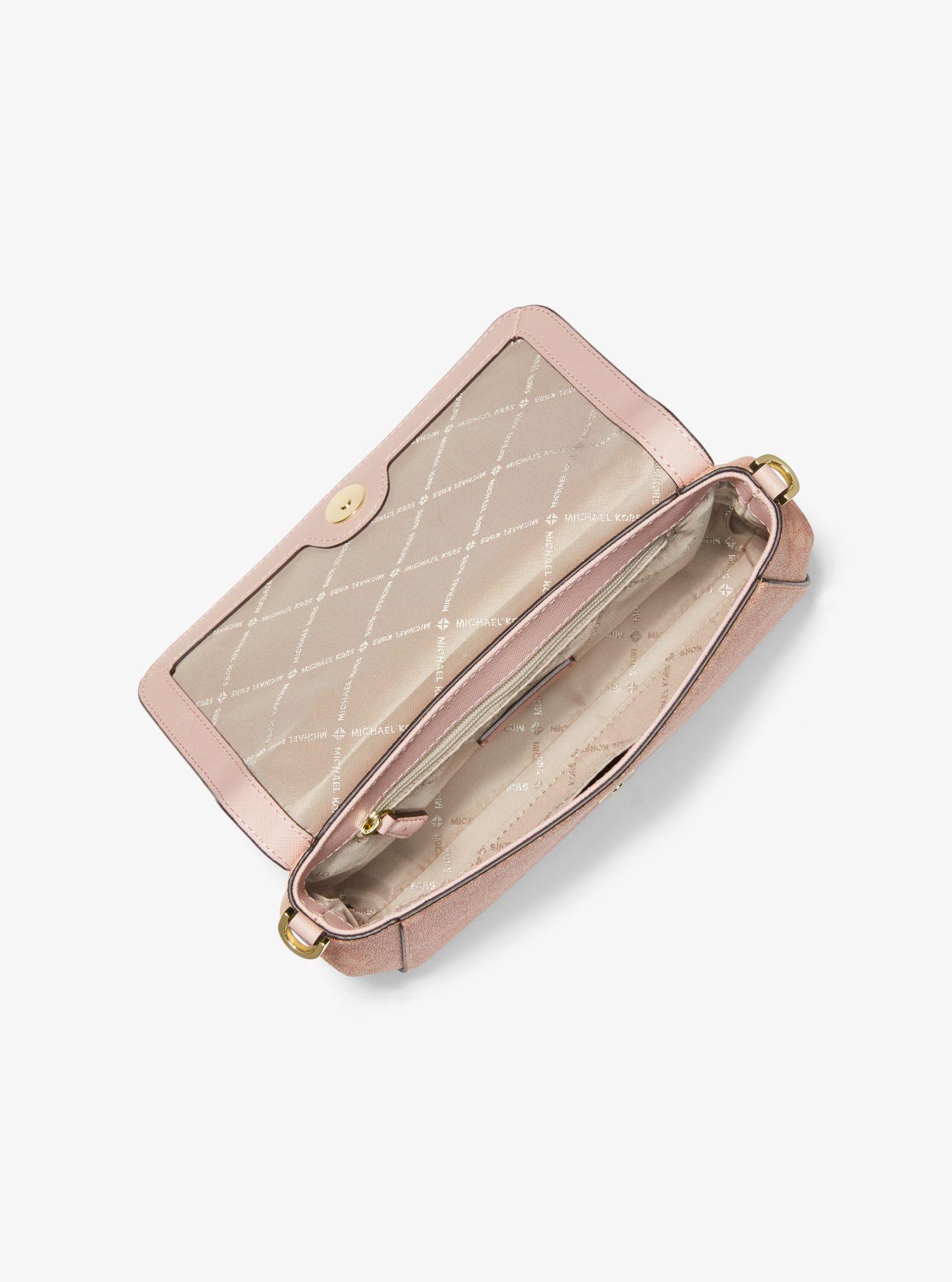 medium logo and leather convertible crossbody bolsa