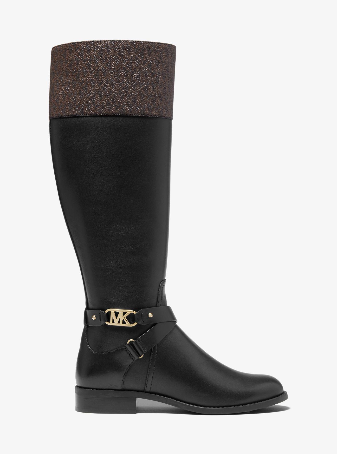 Michael Kors Kincaid Leather And Logo Riding Boot in Black - Lyst