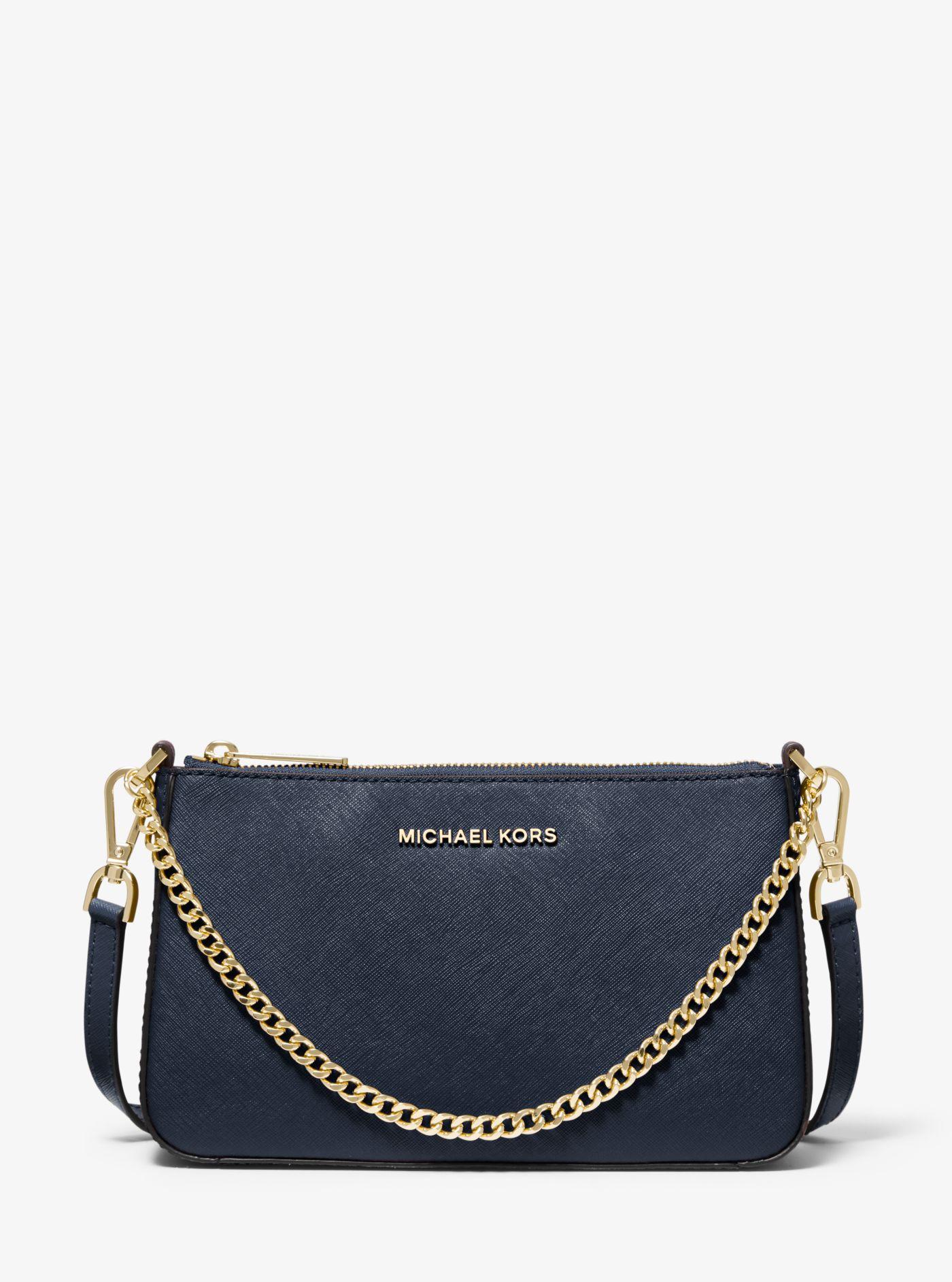 Michael Kors Jet Set Medium Saffiano Leather Crossbody Bag in Blue | Lyst