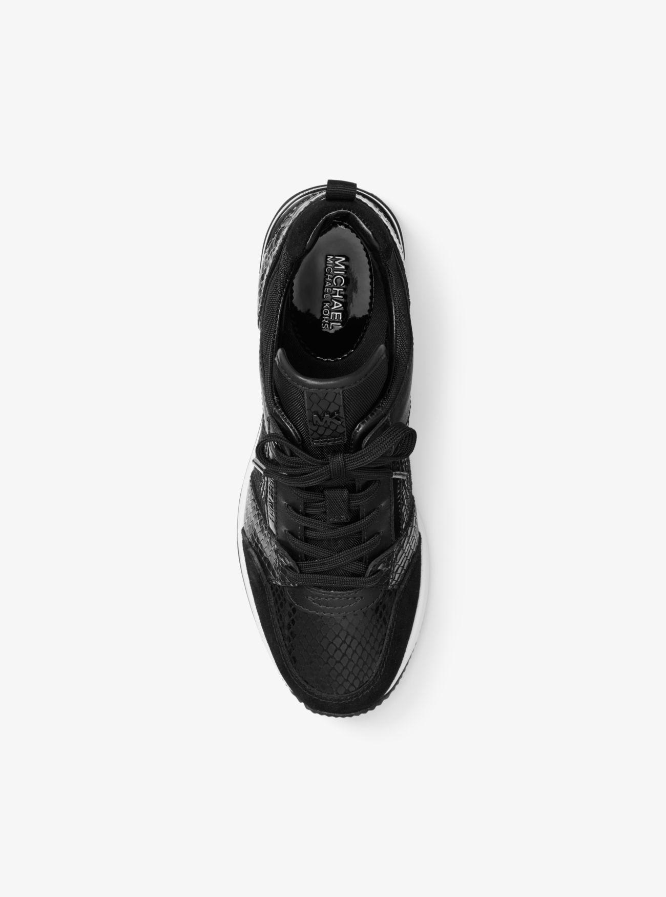 georgie canvas and embossed leather trainer