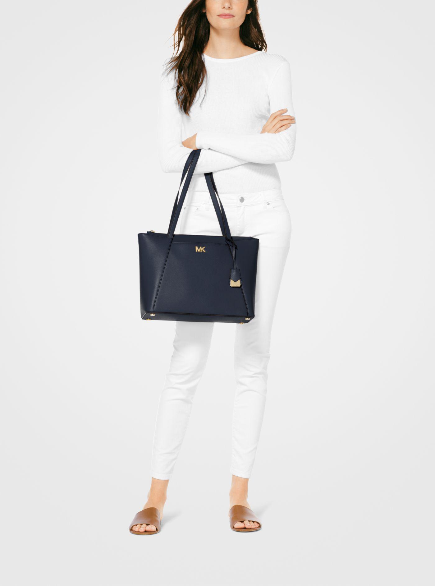 maddie crossgrain leather tote