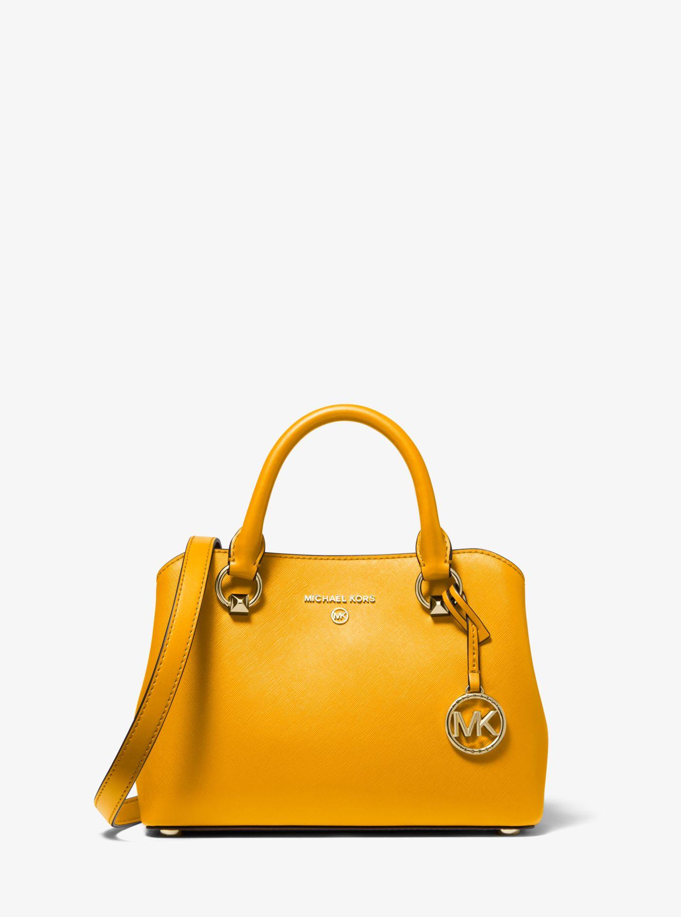 Michael Kors Edith Small Saffiano Leather Satchel in Yellow | Lyst