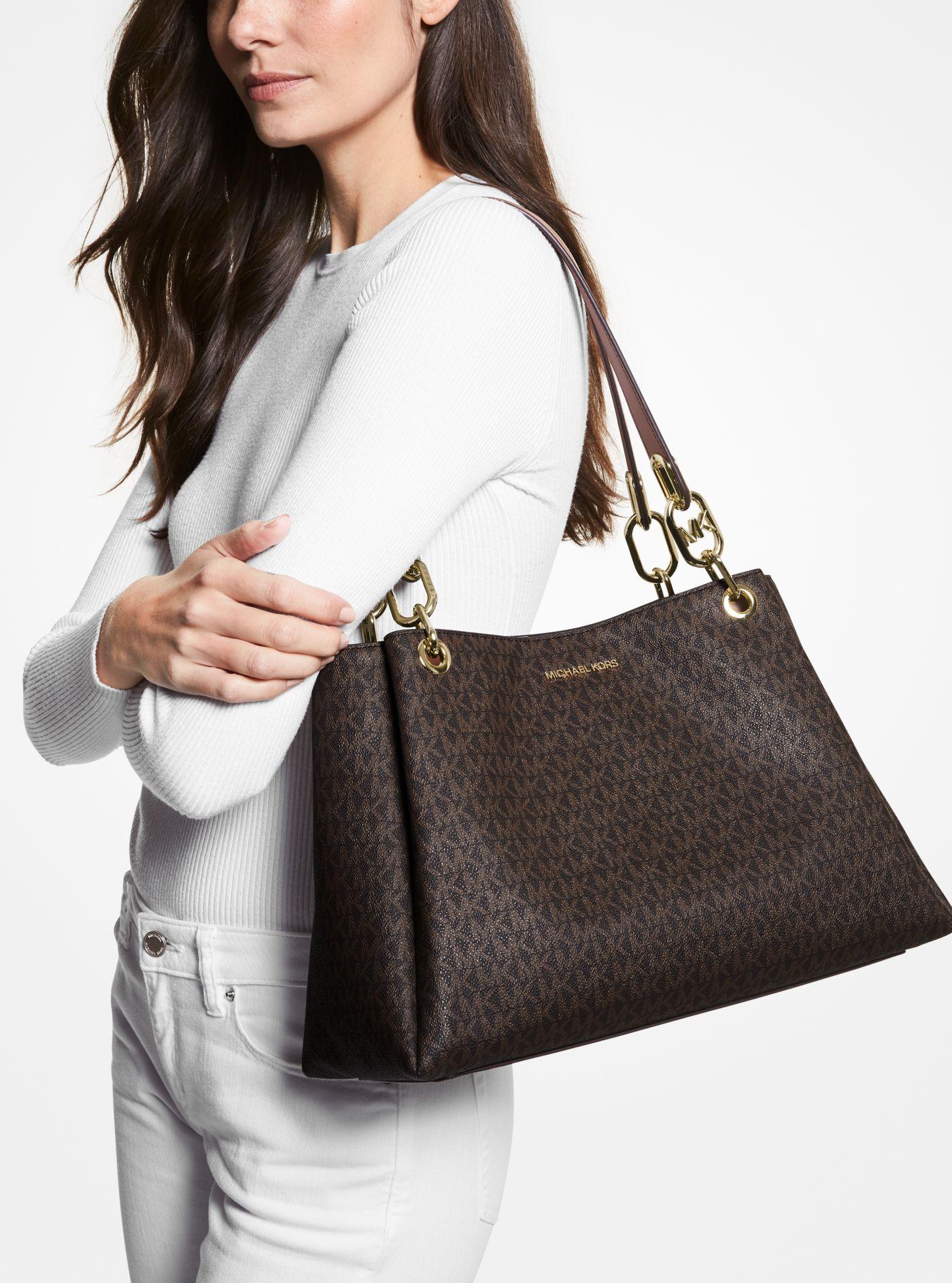 Michael Kors JOAN LARGE SLOUCHY LEATHER SHOULDER BAG LUGGAGE MULTI Handbags  Amazoncom