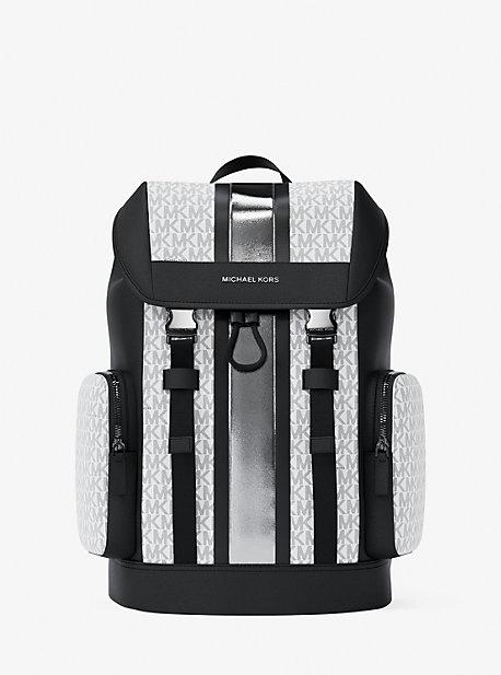 Michael Kors Cooper Metallic Striped Signature Logo Backpack in