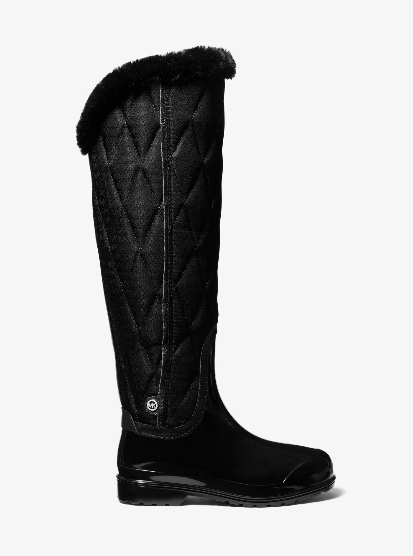 Michael Kors Bonnie Quilted Logo Jacquard And Pvc Tall Rainboot in 