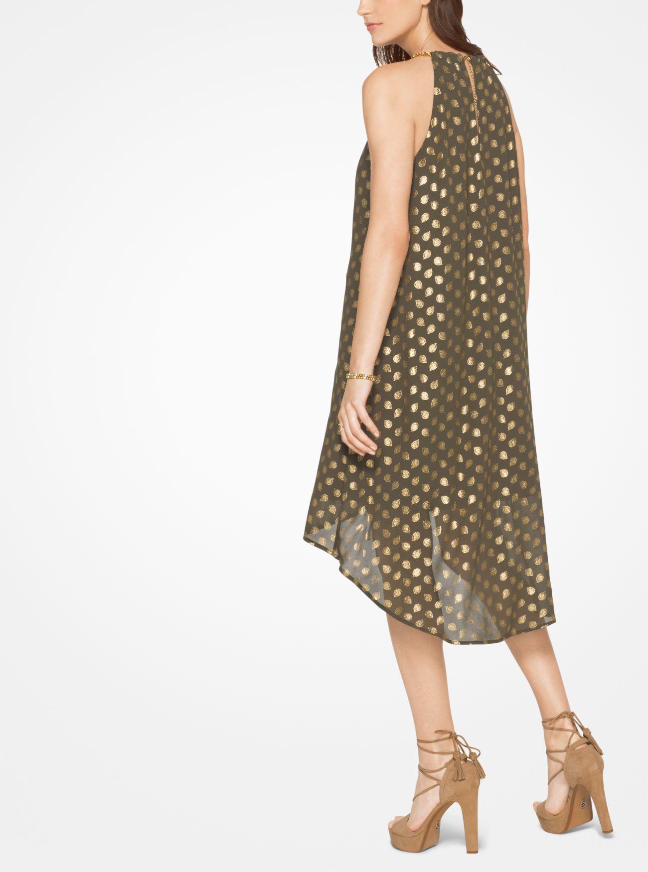 Metallic Paisley Georgette Halter Dress Metallic Paisley Georgette Halter Dress
