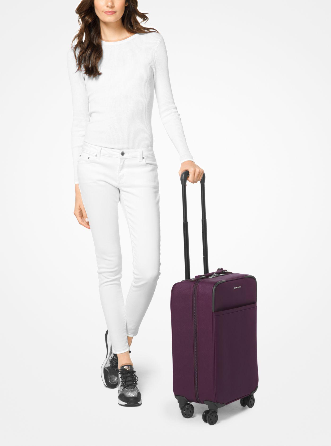 Michael Kors Jet Set Travel Large Saffiano Leather Suitcase in Purple | Lyst