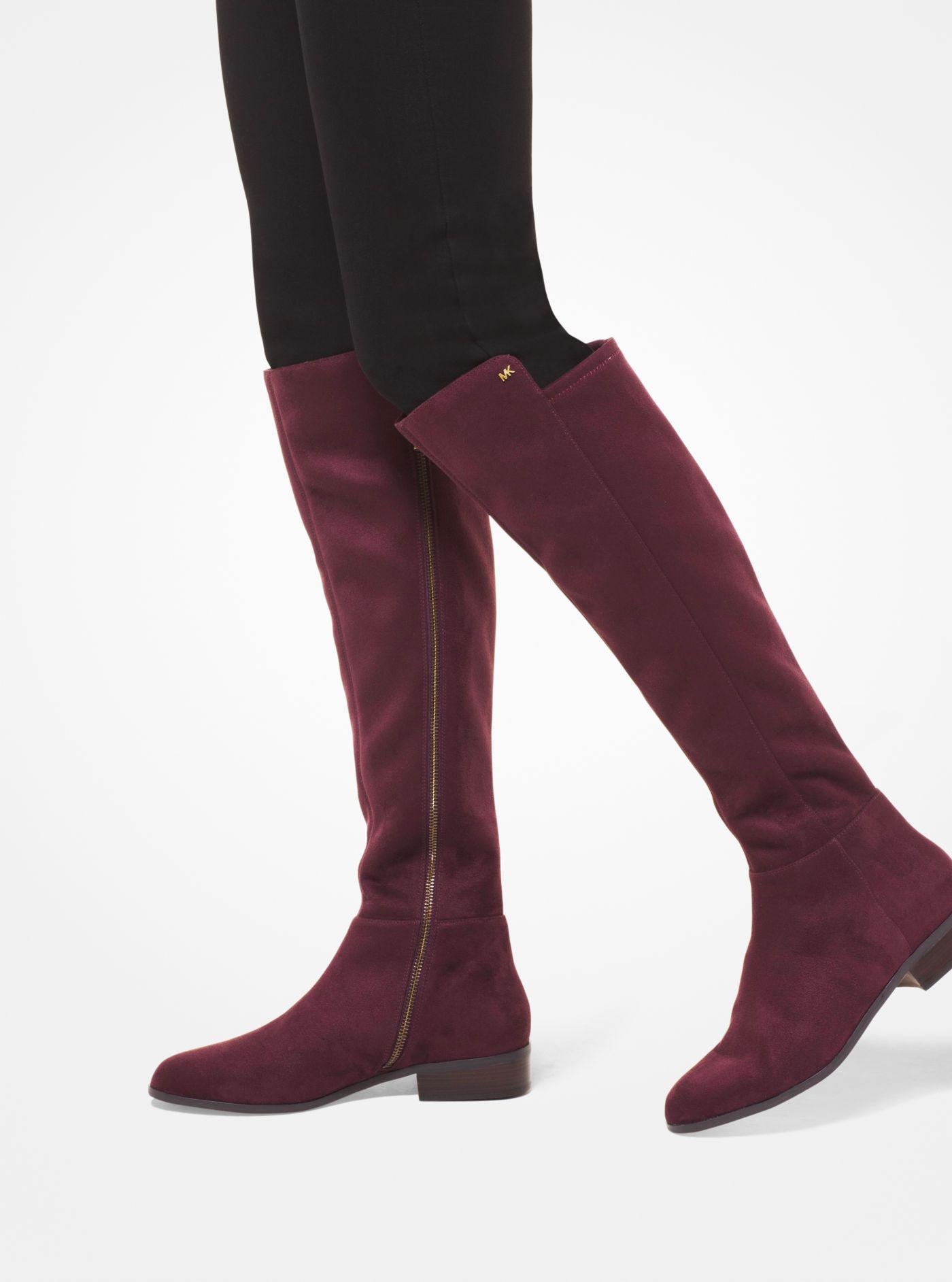 Michael Kors Suede Michael Bromley Riding Boots in Damson (Red) - Lyst